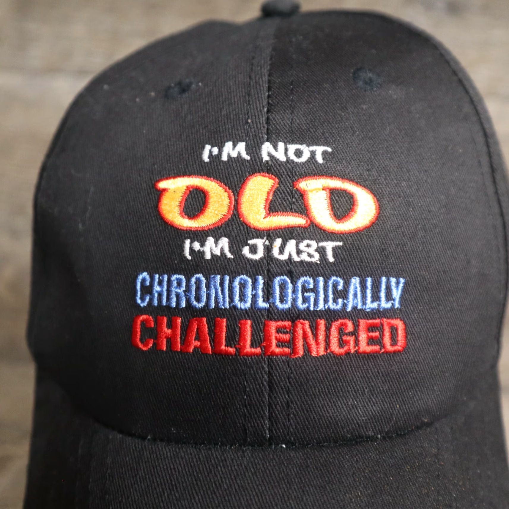 Vintage I'm not old just Chronologically... Embroidered Cap Black Hat Adult Men's Cap Black Unisex Baseball Mens Size ONE SIZE - 2 Thumbnail