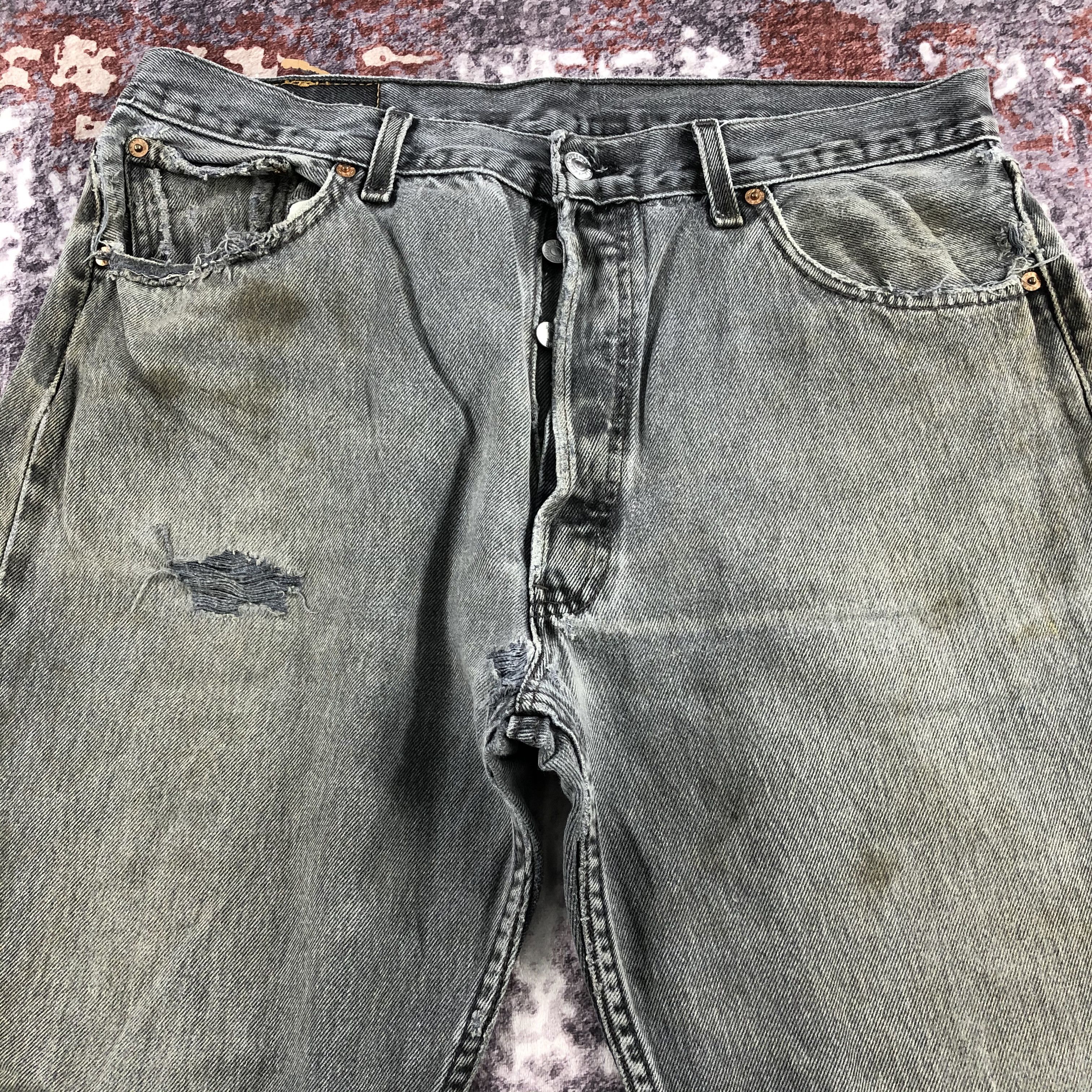 Levi's Vintage 90s Levis 501 Faded Black Jeans-JM2500 Size US 35 - 3 Thumbnail