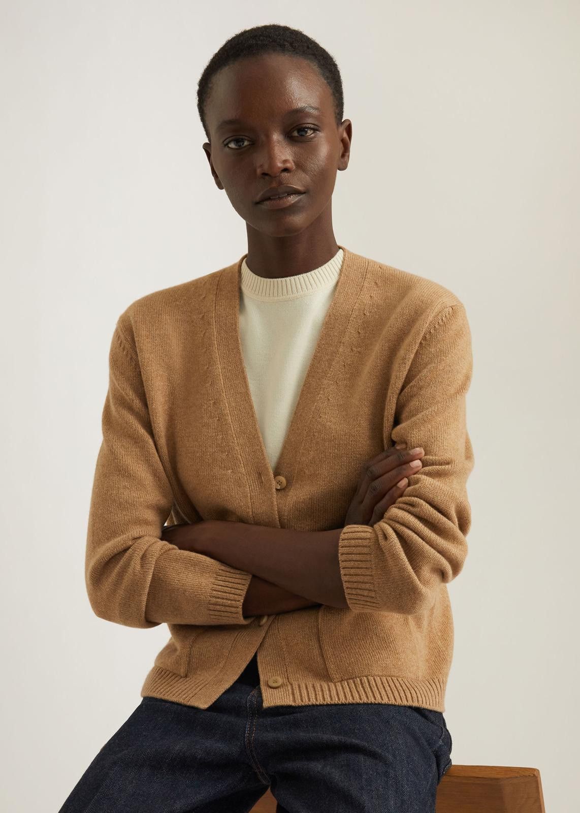 Loro Piana o1srvl11e0125 Grassmoor Cashmere Cardigan in Camel Size XS / US 0-2 / IT 36-38 - 2 Thumbnail