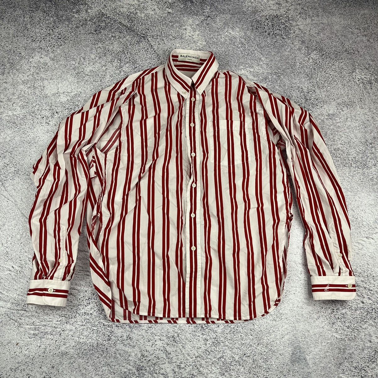 Balenciaga Balenciaga red/white blouse shirt oversized Size M / US 6-8 / IT 42-44 - 1 Thumbnail