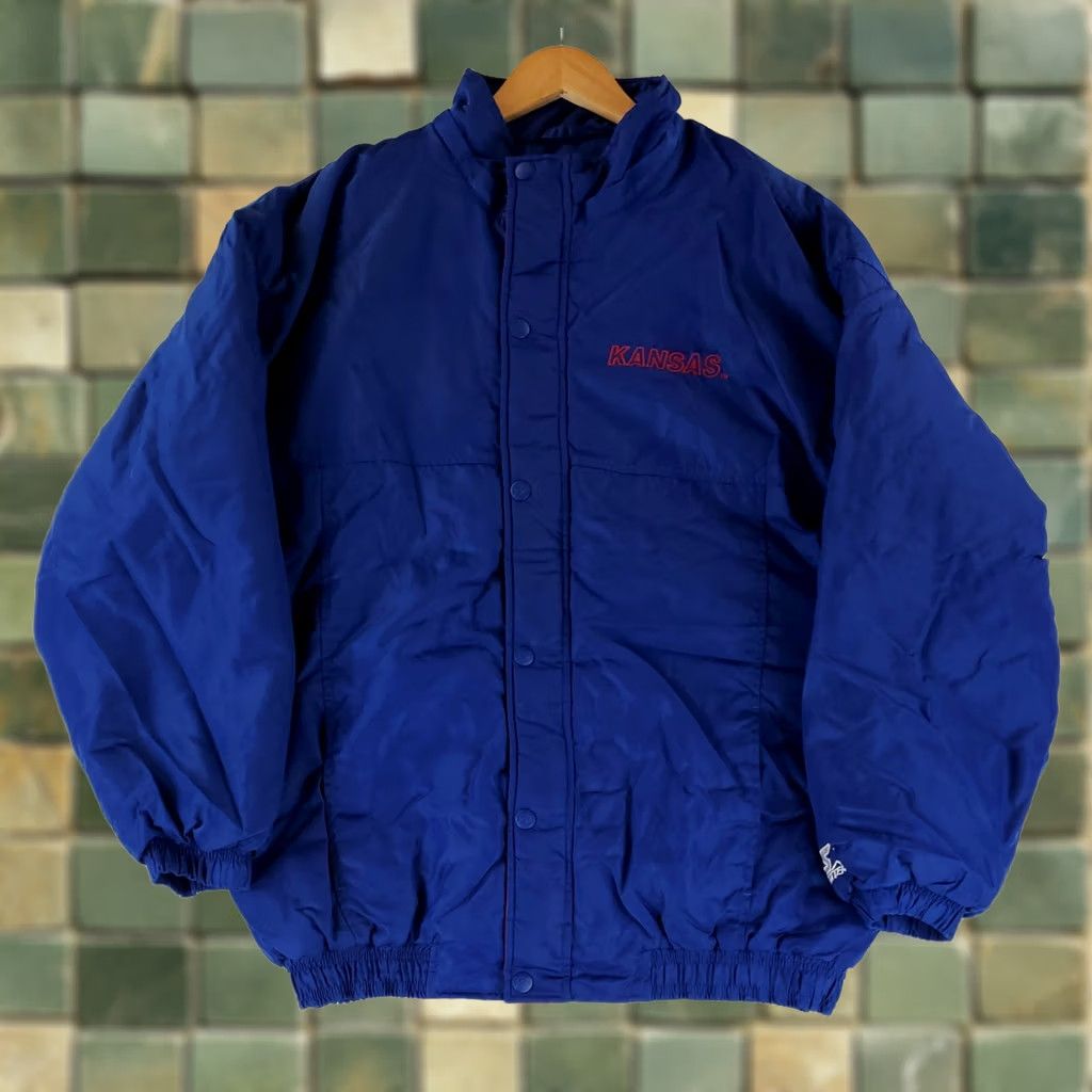 Starter VINTAGE Starter Jacket VTG 90s University Kansas Full Zip Snap Embroidered Blue Mens 3XL Parka Jacket, Blue, 3XL Size US XXL / EU 58 / 5 - 1 Thumbnail
