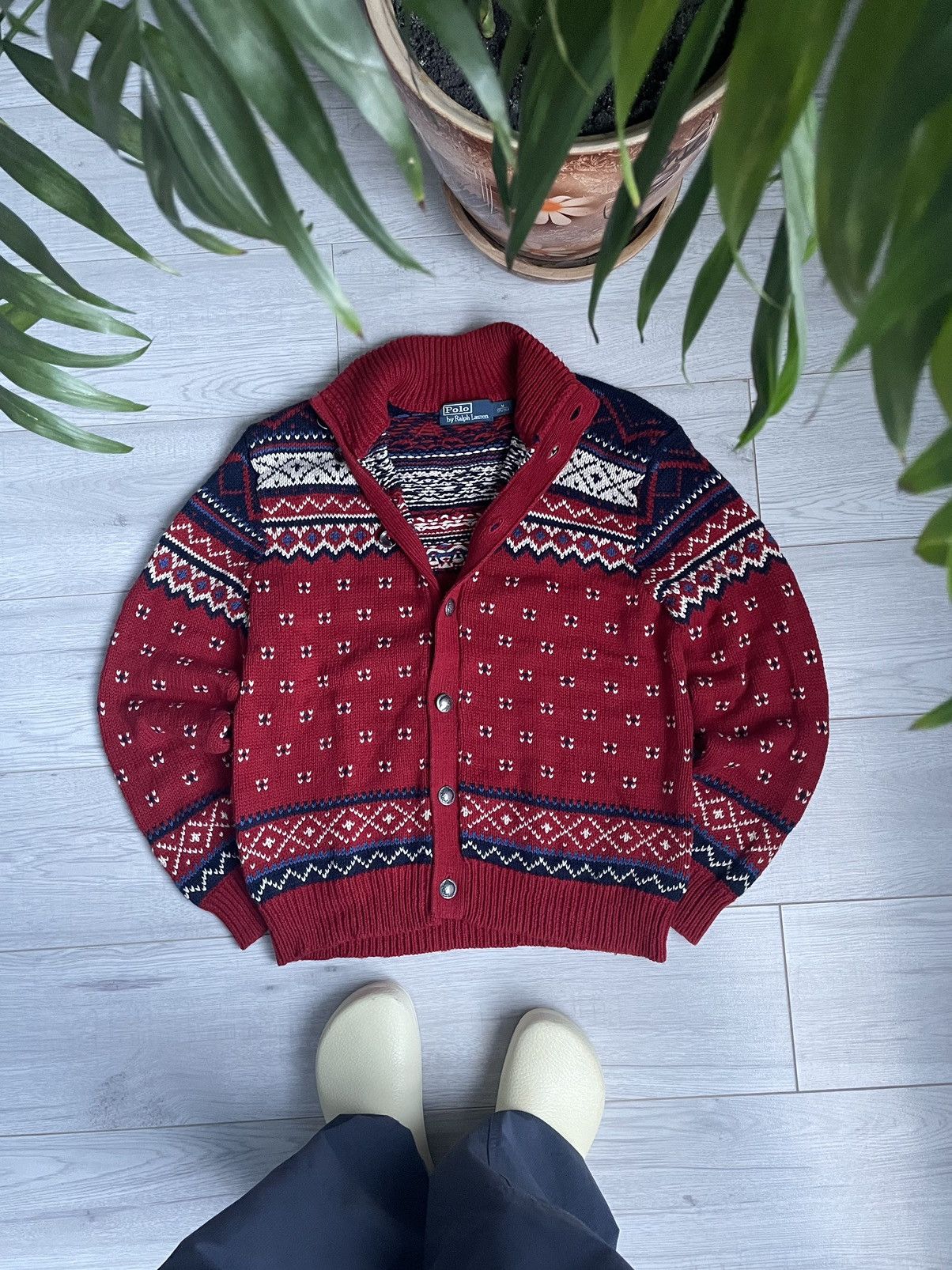 image of Vintage Polo Ralph Laurent Sweater Art West Flannel 90's in Red, Men's (Size Medium)