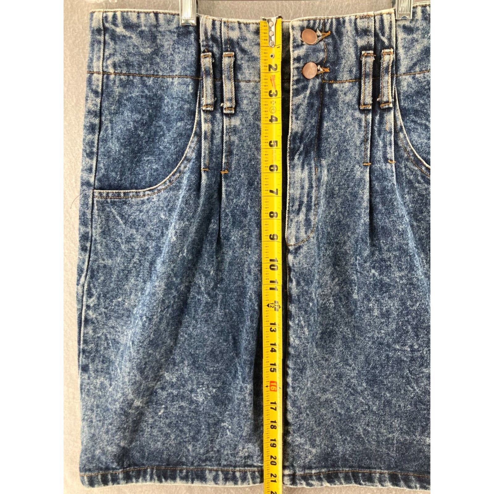 Denime VINTAGE Fragile Denim Skirt Womens 13 Blue Stonewashed A-Line 80s 90s Womens Size 34" / US 12 / IT 48 - 4 Thumbnail