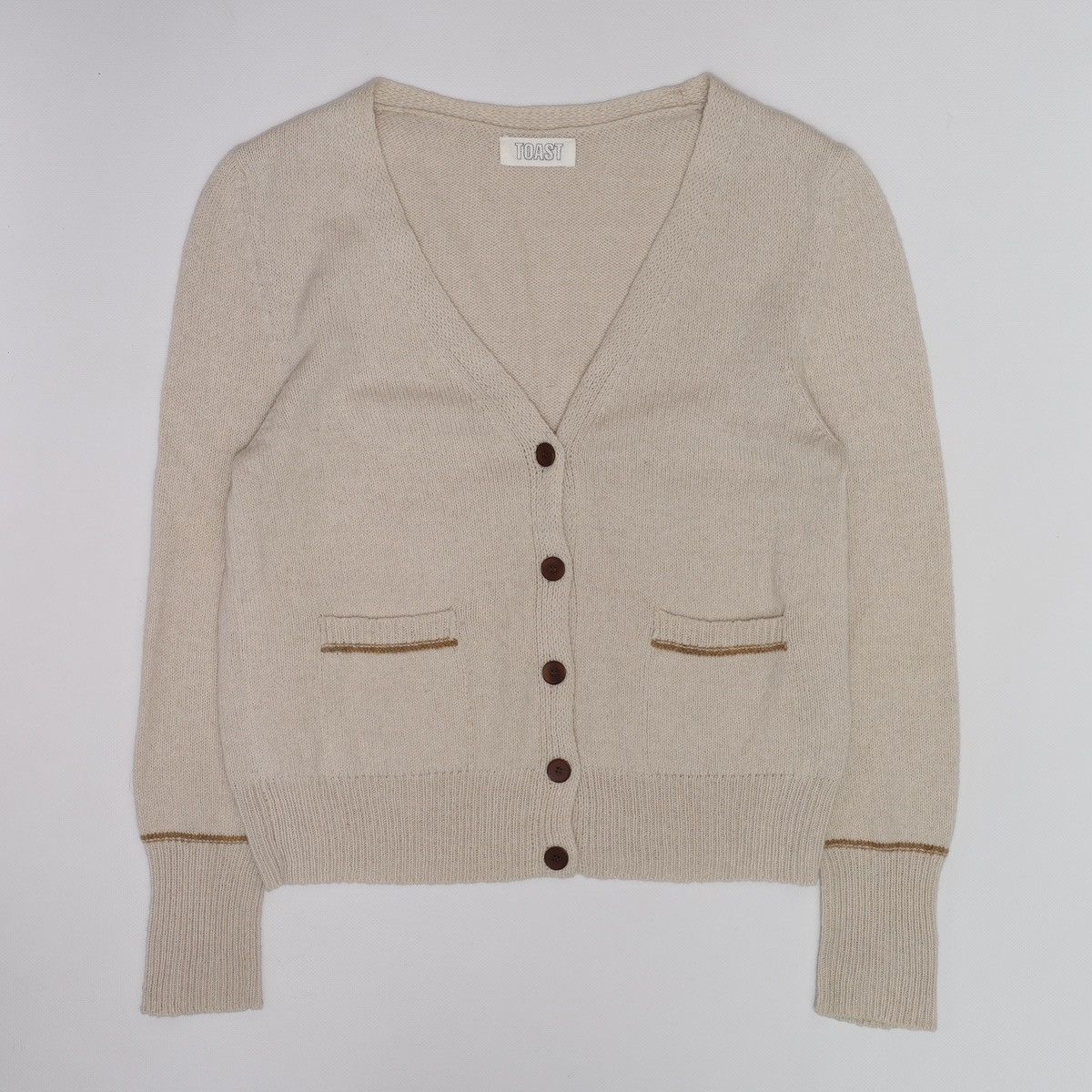 Designer Toast Wool Cotton Cardigan Sweater Beige Size M / US 6-8 / IT 42-44 - 1 Thumbnail
