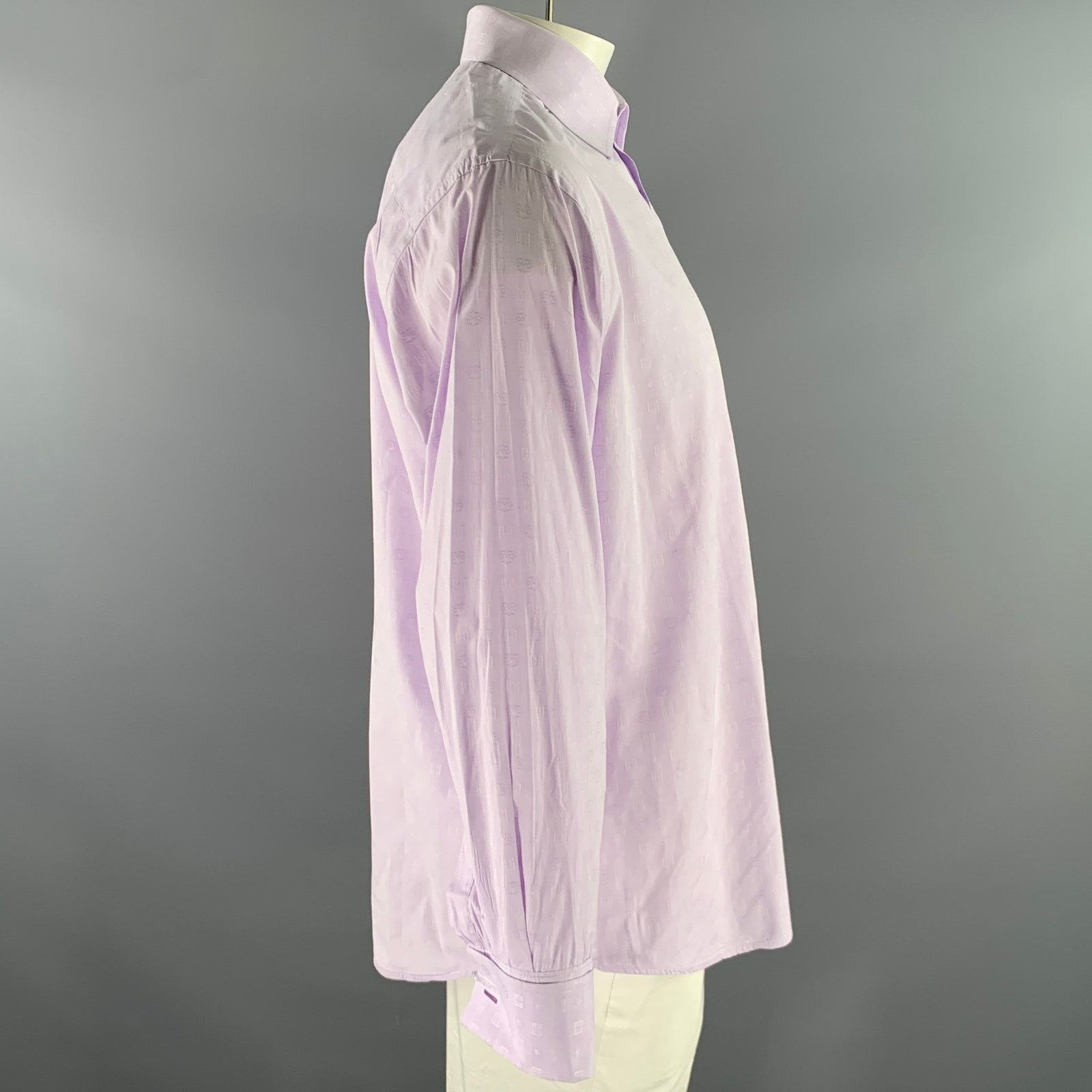 Paul Smith PAUL SMITH XL Purple Jacquard Cotton French Cuff Shirt Size 44R - 3 Thumbnail