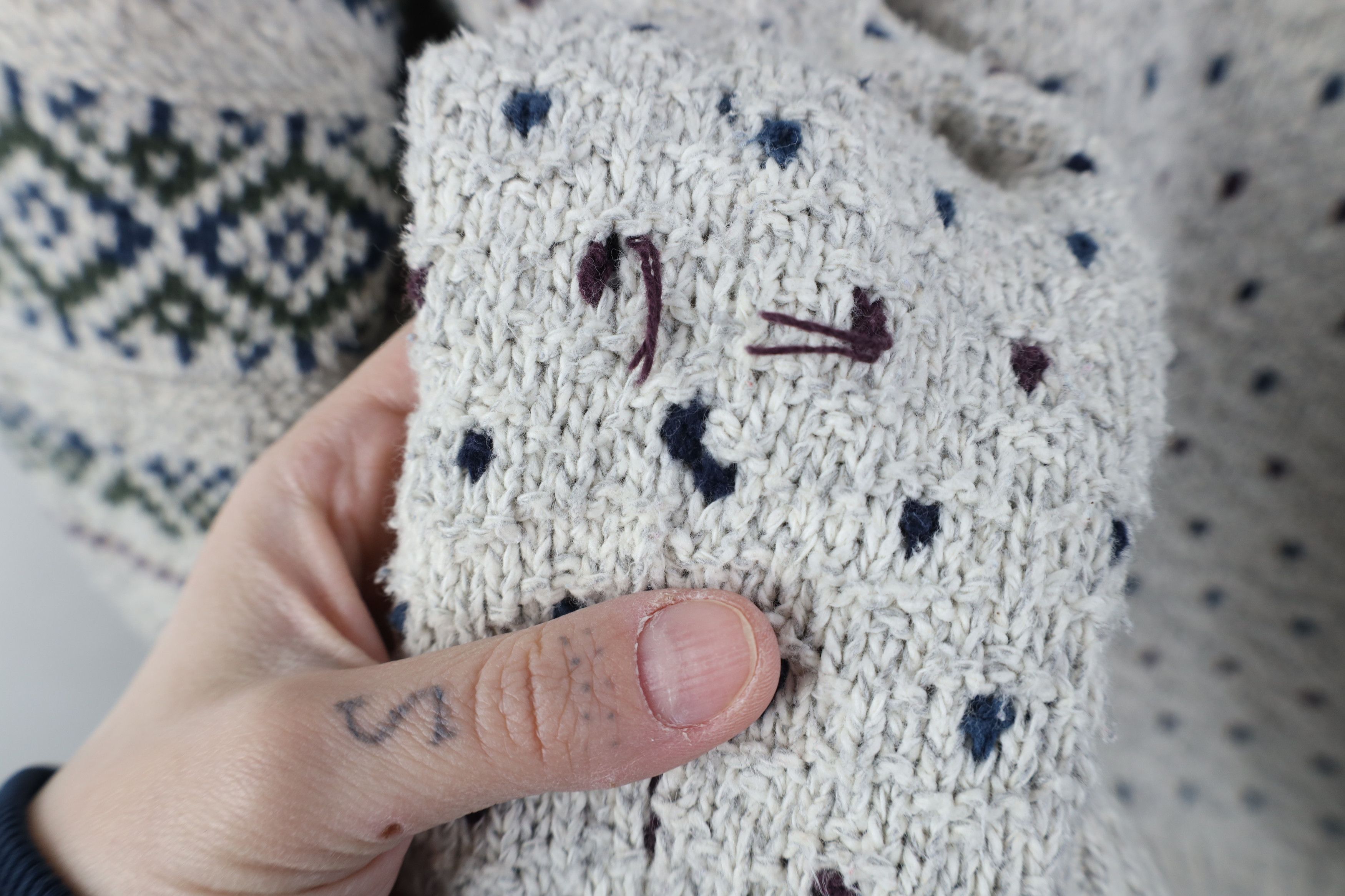 Vintage Vintage 90s Streetwear Fair Isle Knit Henley Sweater USA Size US XXL / EU 58 / 5 - 9 Thumbnail