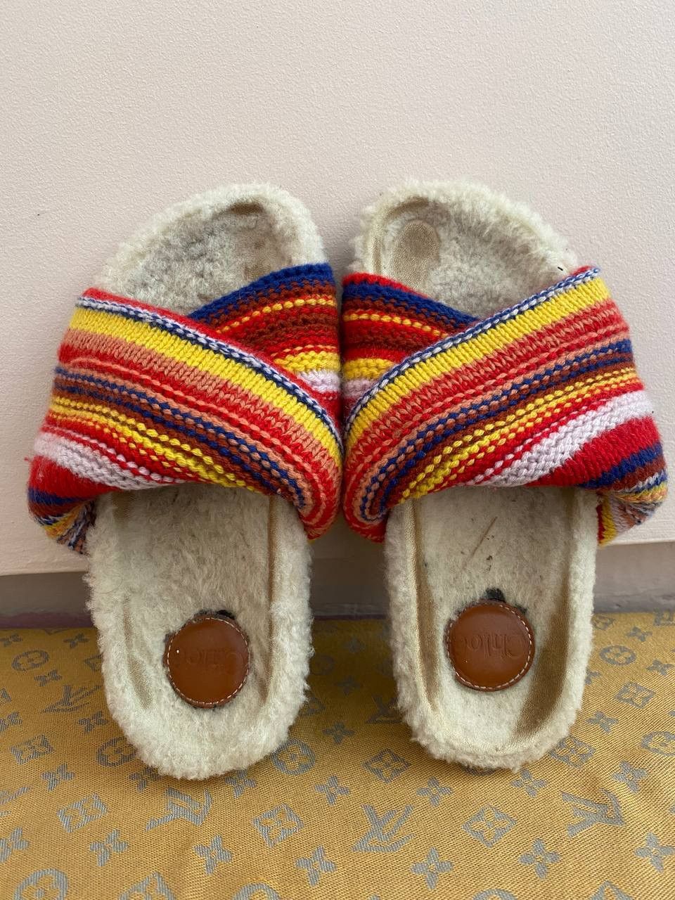 Chloe × See by Chloe $725 Chloe Wavy Knit Genuine Shearling Lined Slide Sandals Size US 7 / IT 37 - 7 Thumbnail