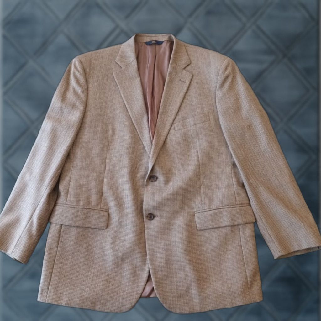 Brooks Brothers Brooks Brothers Blazer Mens 44 Beige Plaid Wool Two-Button Single Vent breathable Notch Lapel Two-Button Front JACKET Costume 2 Piece Vintage No? Size 44R - 1 Thumbnail