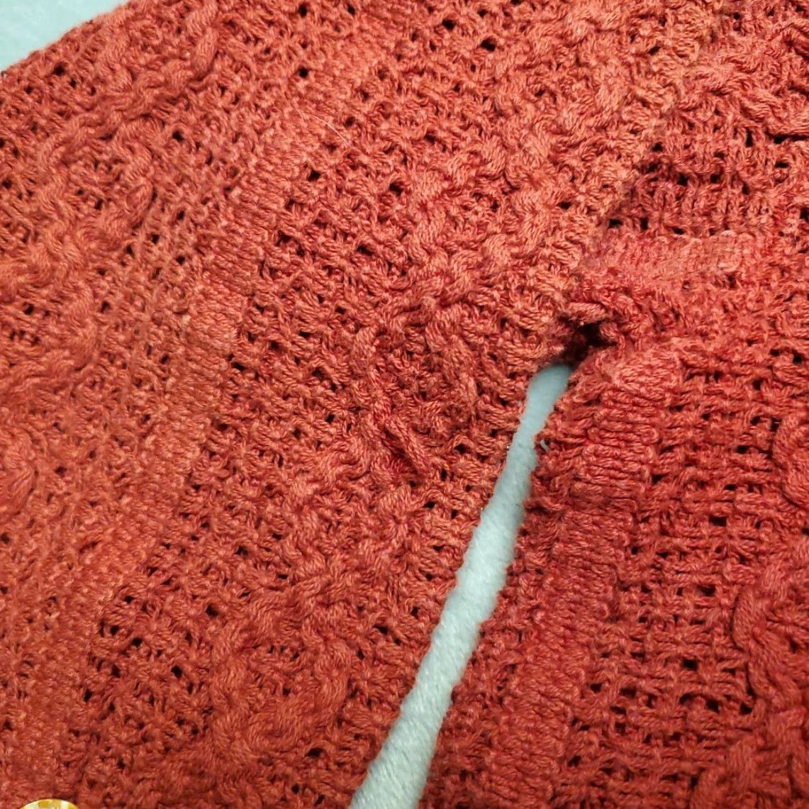 Vintage VTG Lou Nardi The Icing Top Knit Crocheted Womens L Red 100% Cotton 90s Y2K Crew Neck Long Sleeve Vintage Womens Pullover Casual Shirt Size L / US 10 / IT 46 - 6 Thumbnail