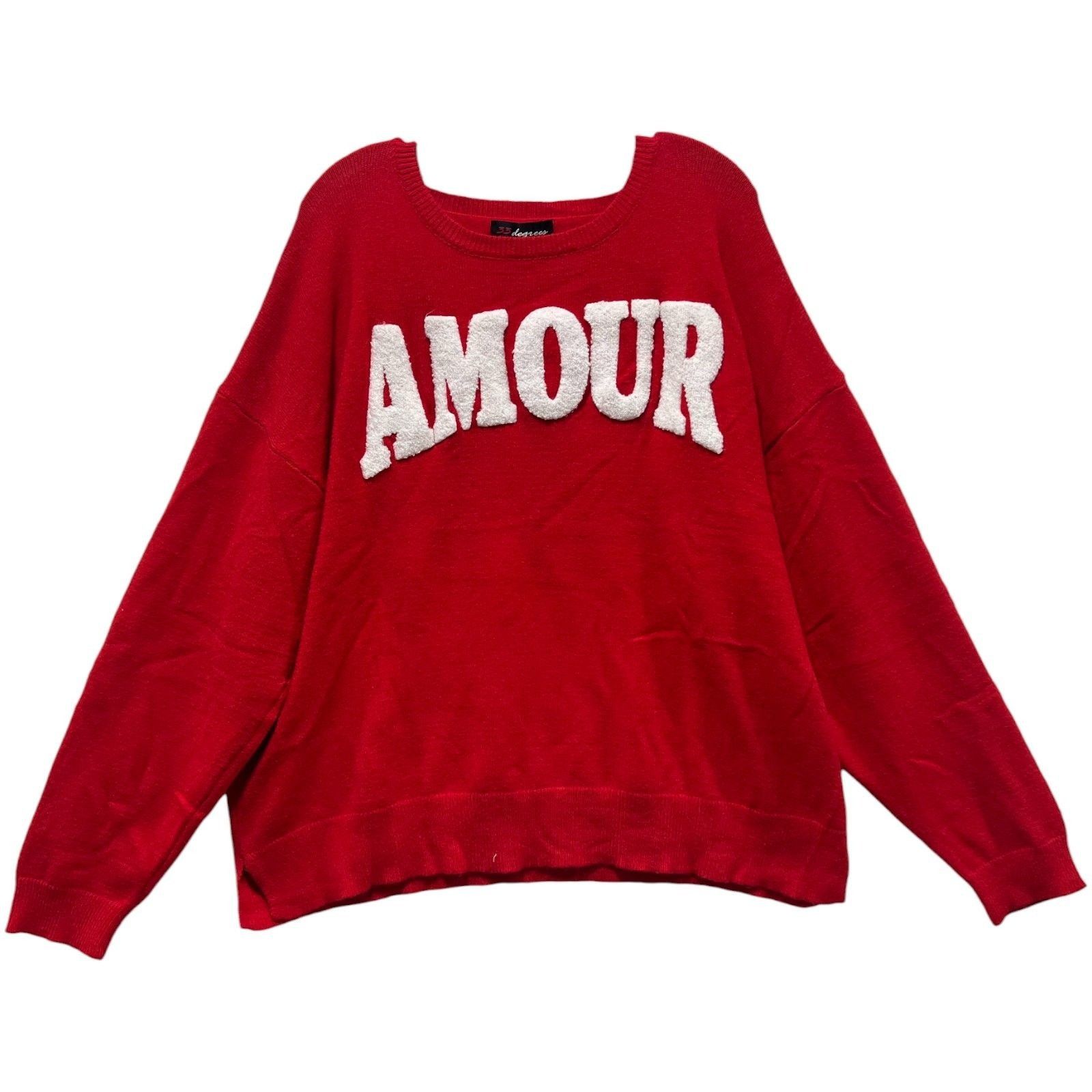 Other 33 Degrees - Women's Red Sweater - Amour Graphic - Red - XXL Size XXL / US 16-18 / IT 52-54 - 3 Thumbnail