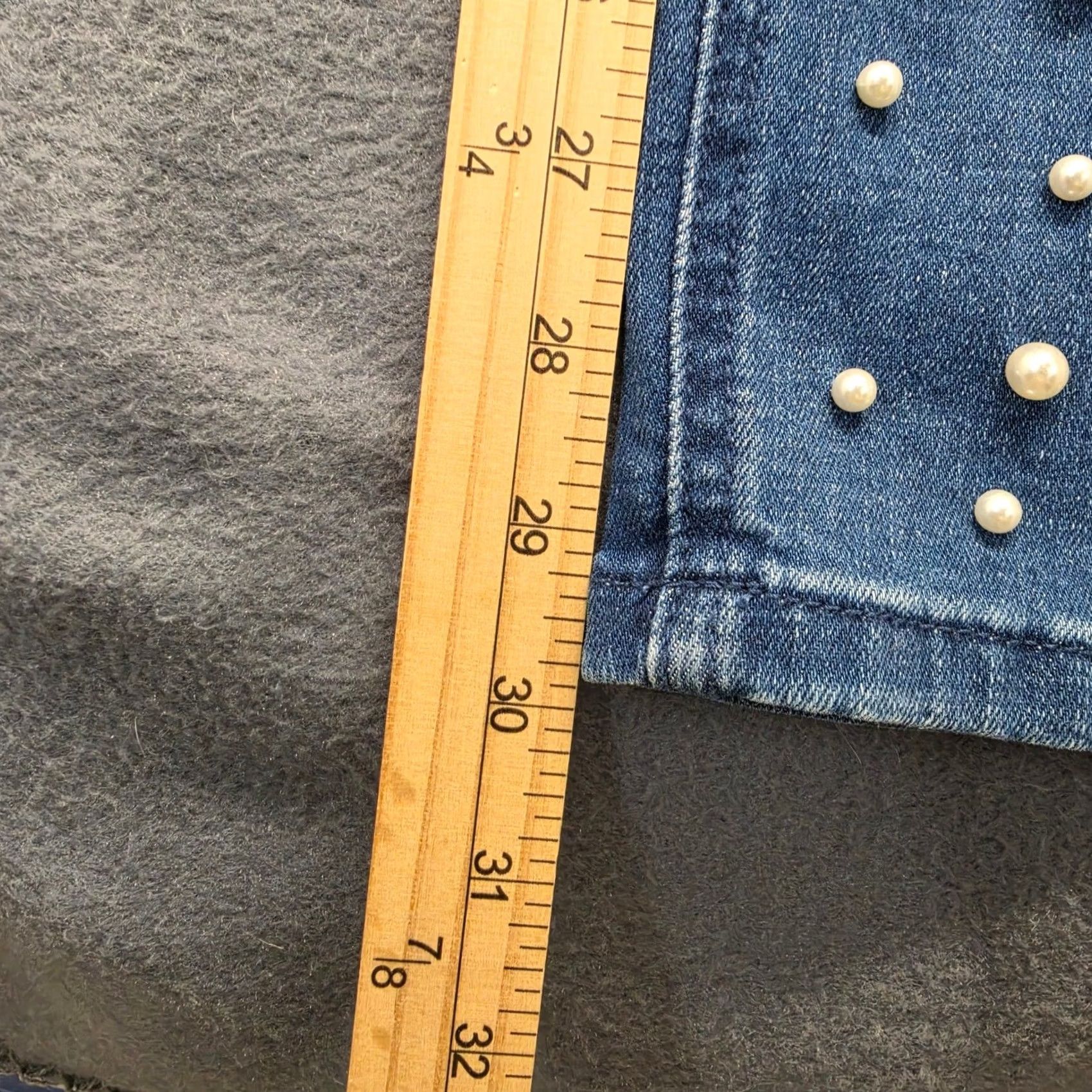 Vintage Masseys Womens Jeans 18W Pearl Studded Blue Plus Size Embellished Denim Tapered Womens Size 40" / US 18 - 7 Thumbnail