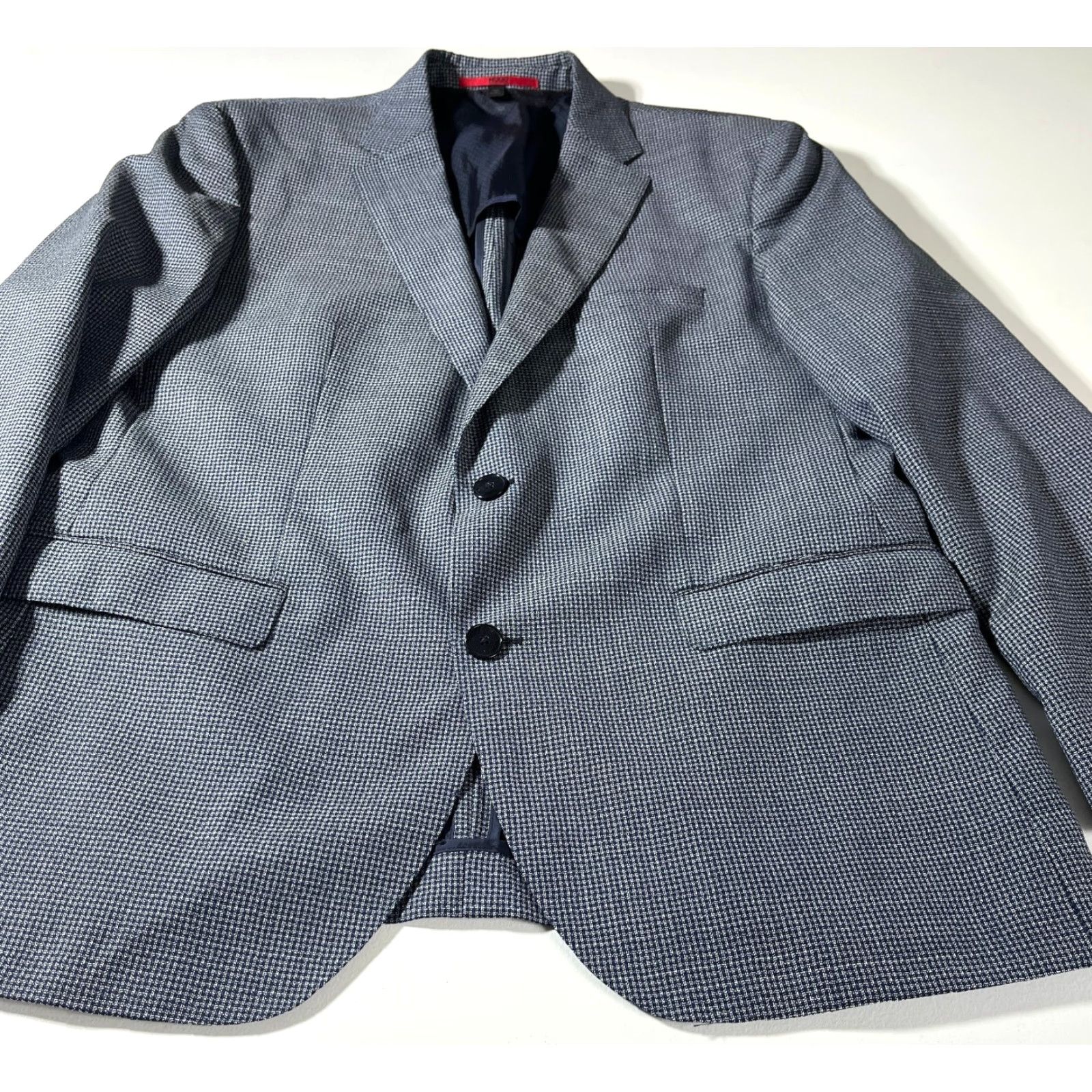 Hugo Boss HUGO BOSS Sport Coat Jacket Blue Grey 44R Wool Single-Breasted Four-Button Regular Fit Men's Jacket Size US S / EU 44-46 / 1 - 5 Thumbnail