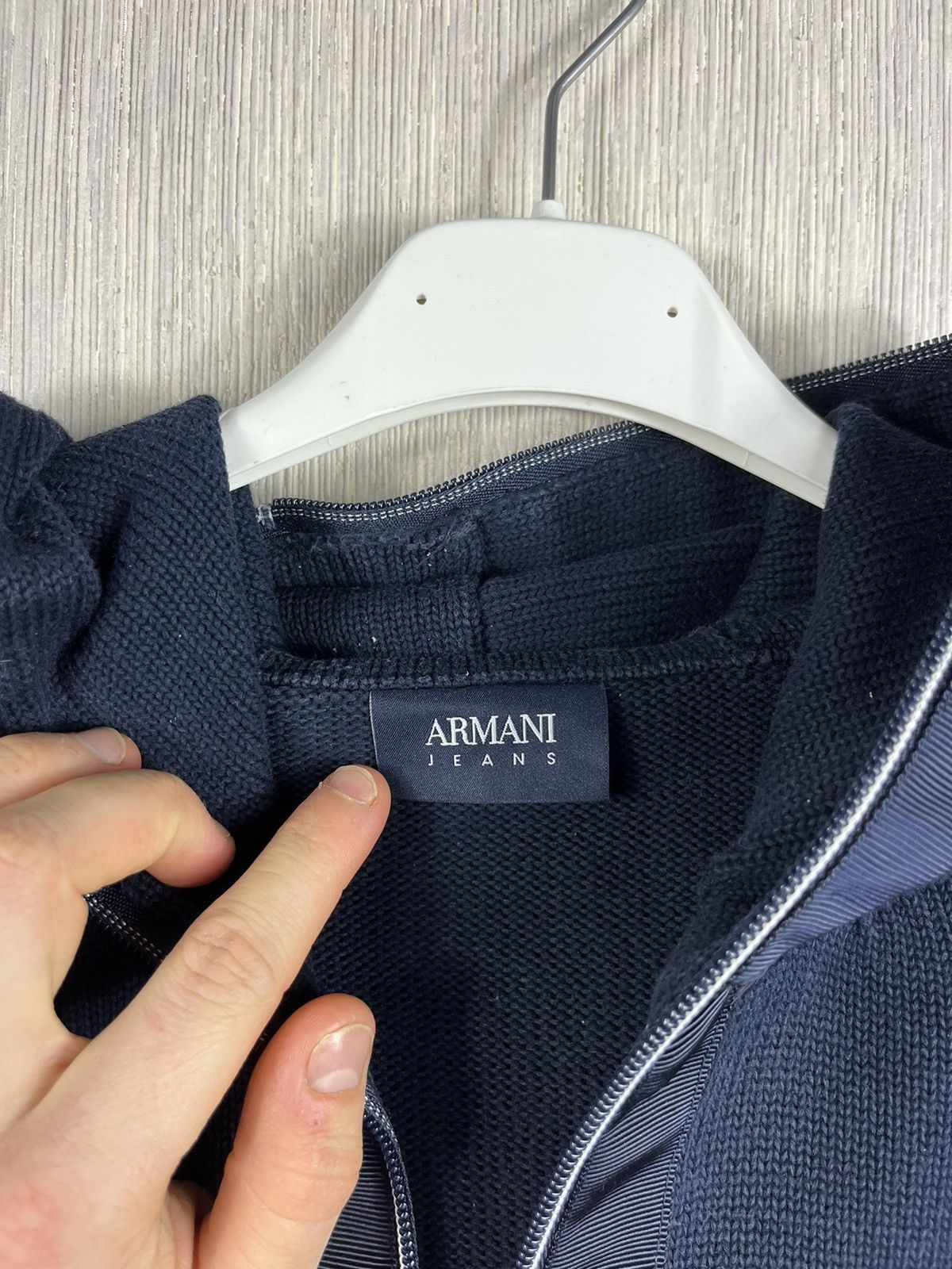 Armani × Giorgio Armani Giorgio Armani jeans knit full zip hoodie sweater cardigan Size US L / EU 52-54 / 3 - 15 Thumbnail