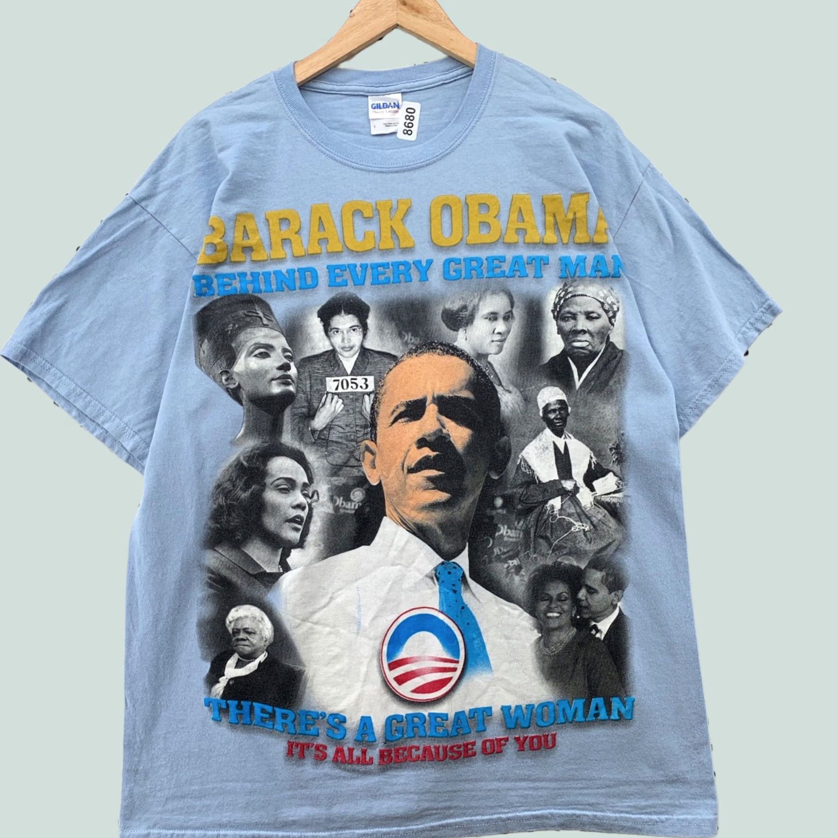 Gildan Barack Obama President Shirt Large Blue AOP All Over Print Mens 2008 22x30 Size US L / EU 52-54 / 3 - 1 Thumbnail