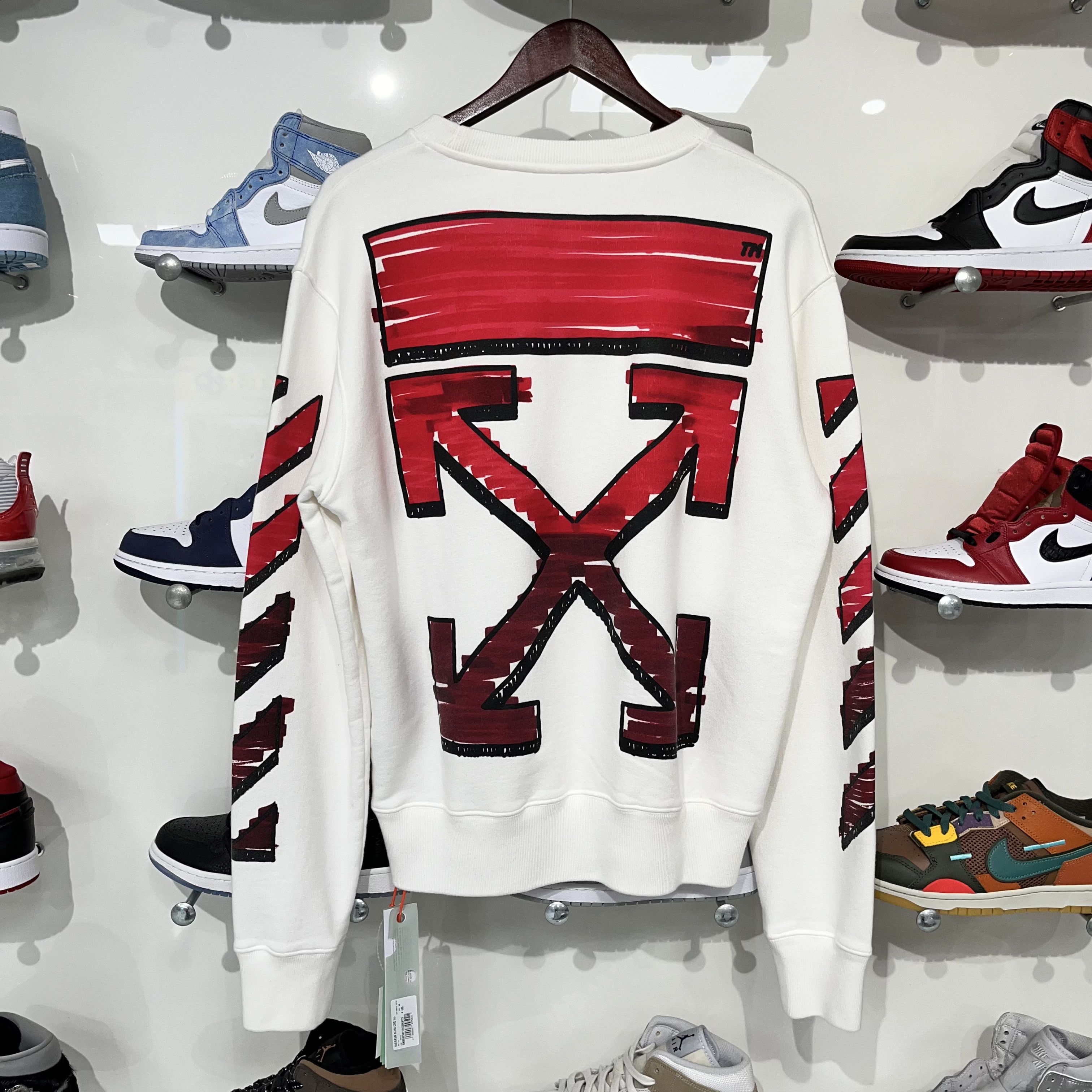 Off-White Off White Marker Arrow Crewneck White/Red Size US M / EU 48-50 / 2 - 2 Thumbnail