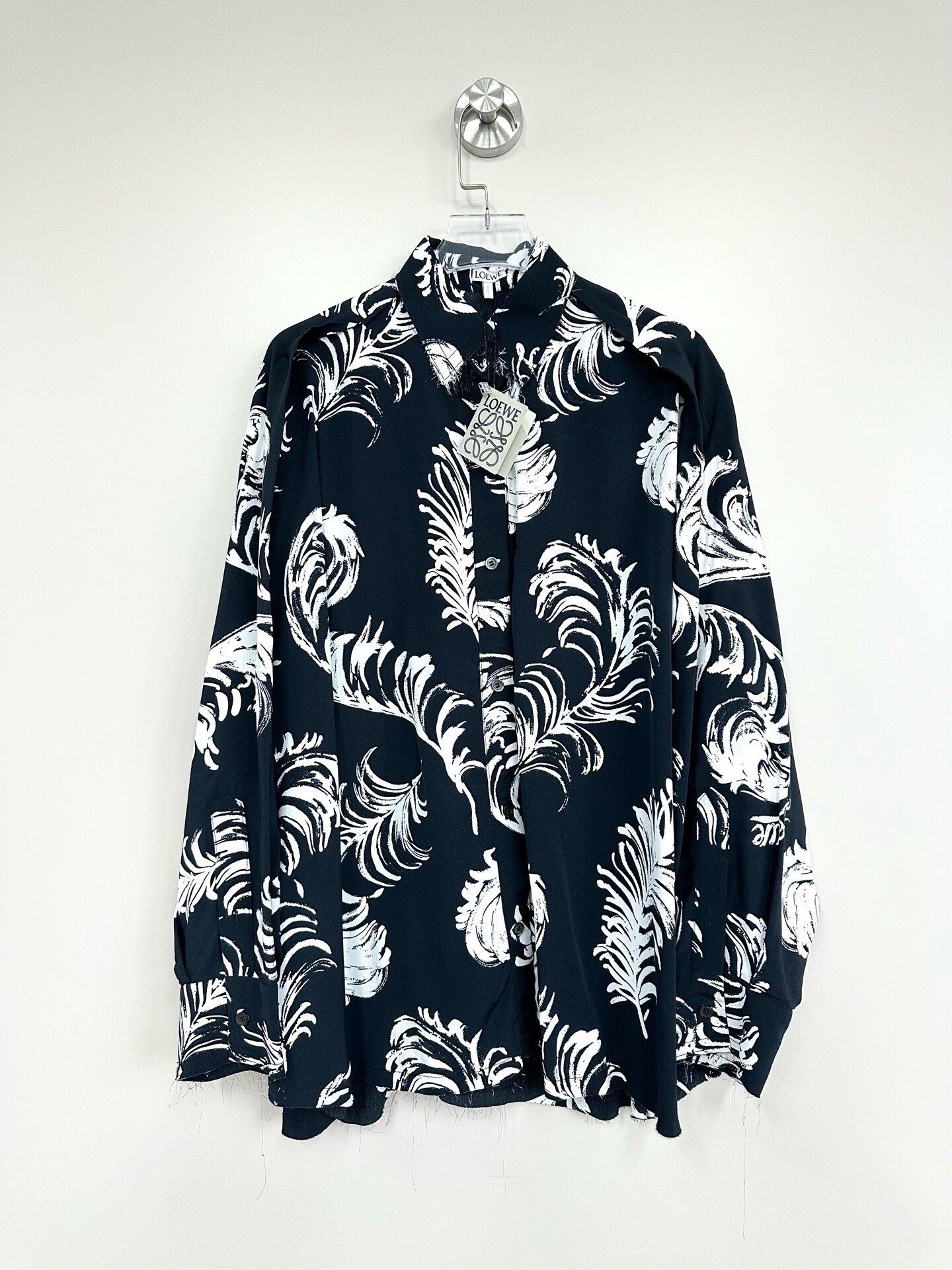 Loewe Loewe Black Floral Silk Long-Sleeve Shirt Size S / US 4 / IT 40 - 1 Thumbnail