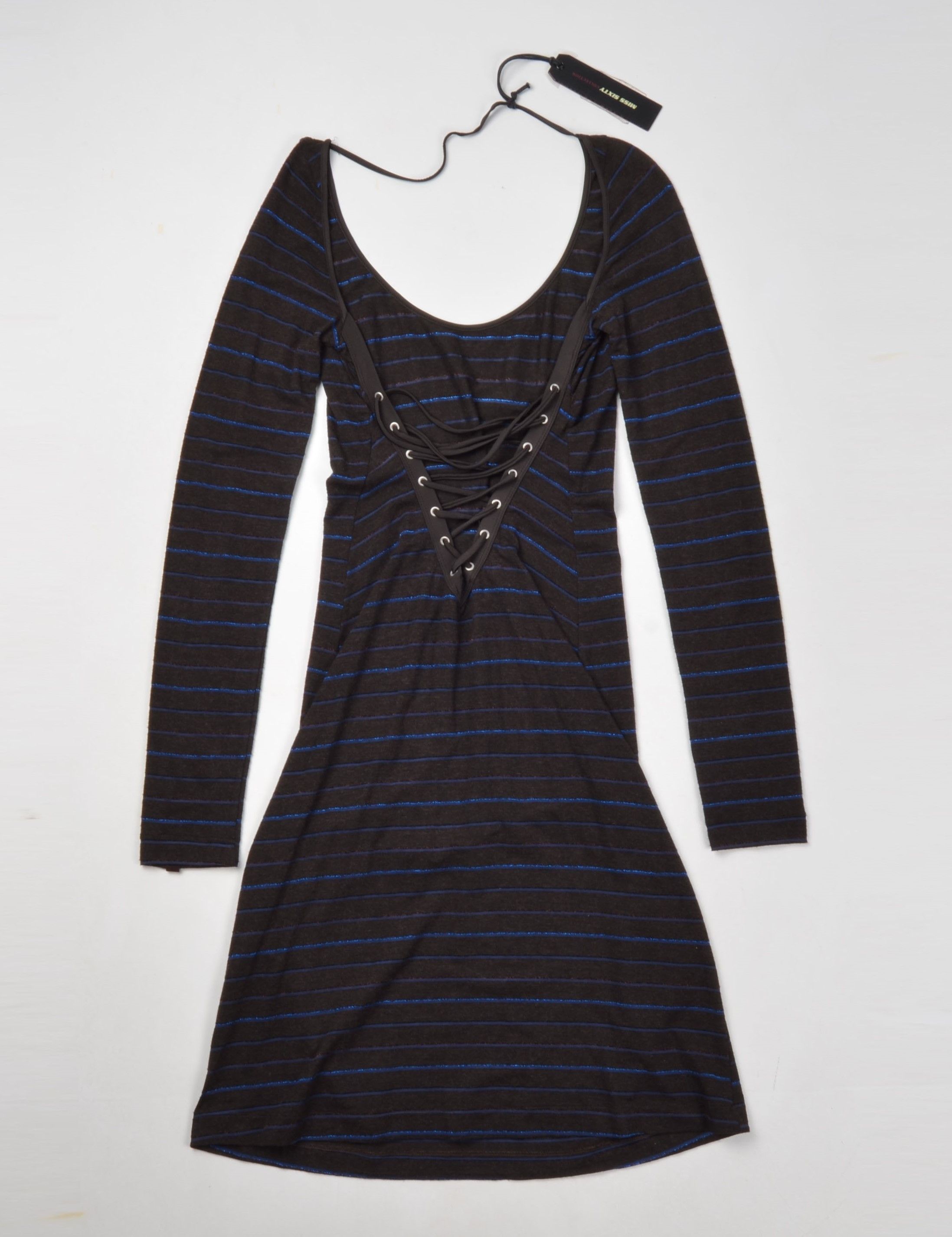 Miss Sixty × Vintage Miss Sixty Striped Knit Bodycon Dress Open Back Lace-Up Size M / US 6-8 / IT 42-44 - 13 Thumbnail