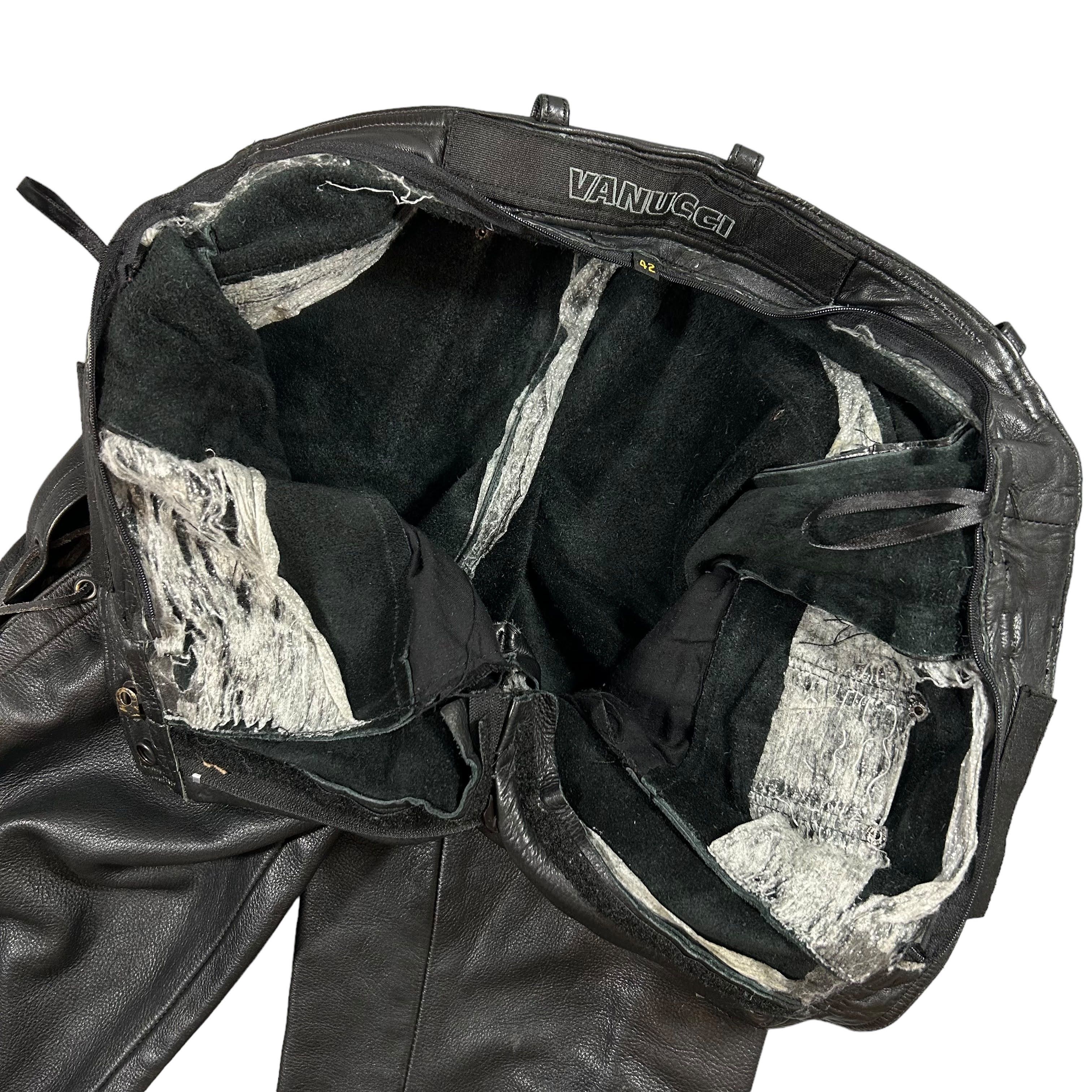 Genuine Leather × Vintage Vintage Black Vanucci Motorcycle Genuine Leather Pants W34 Size US 34 / EU 50 - 5 Thumbnail