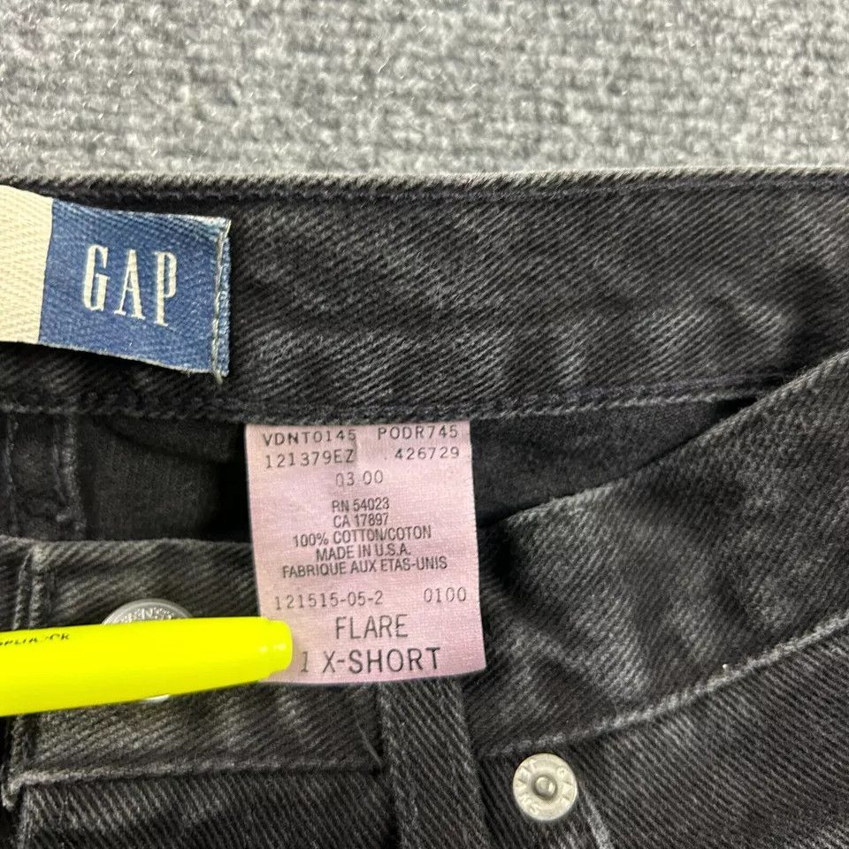 Gap × Vintage Gap Jeans Women 1 X-Short Flare Denim Charcoal Wash Y2K Size 26" / US 2 / IT 38 - 8 Thumbnail