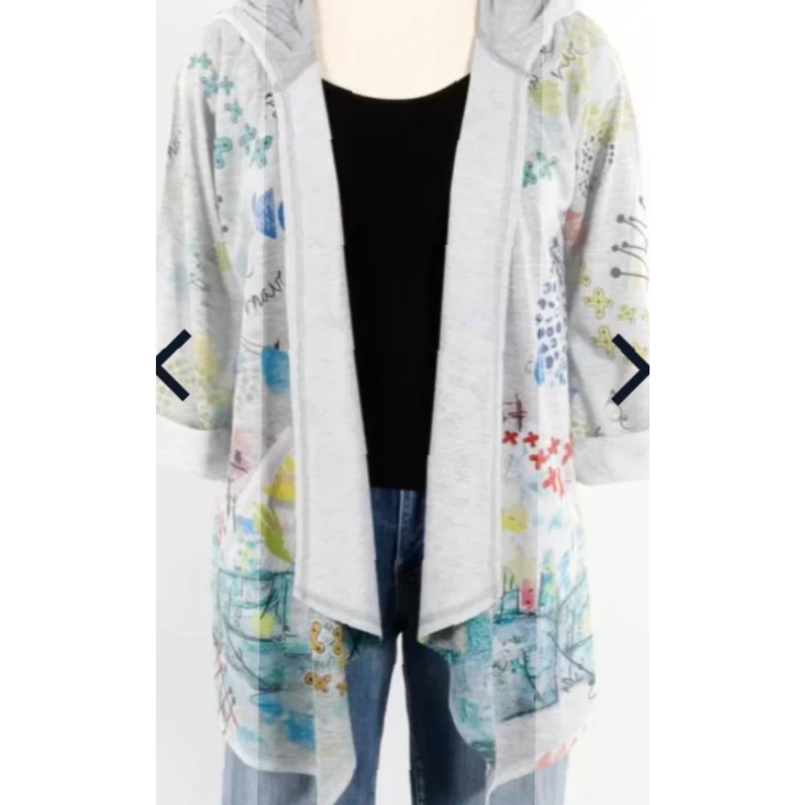 Noah INOAH Jacket Womens XS Gray Cat Marine Art Hooded Open Front Pockets Pullover Size XS / US 0-2 / IT 36-38 - 2 Thumbnail