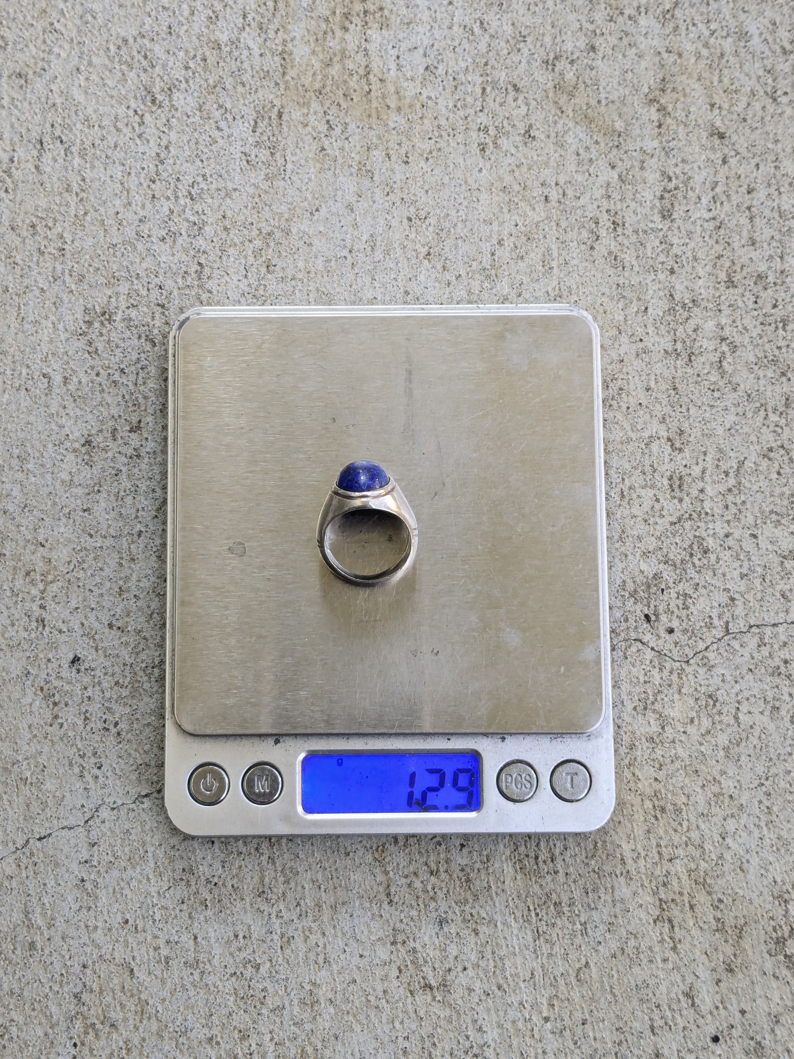 Jewelry Vintage Sterling Silver Ring Blue Lapis Lazuli Oval Cabochon Size ONE SIZE - 9 Thumbnail