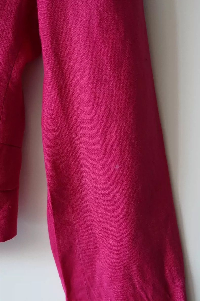 Kenzo KENZO Round collar rose red orange linen suit of the 1980s Size XS / US 0-2 / IT 36-38 - 7 Thumbnail
