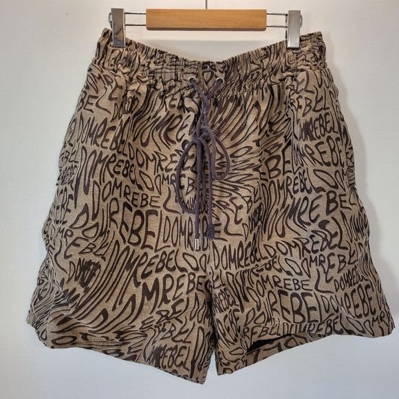 DOMREBEL DOMREBEL wavy Beige Tan Woven Jacquard Design Shorts - XL Size US 34 / EU 50 - 1 Thumbnail