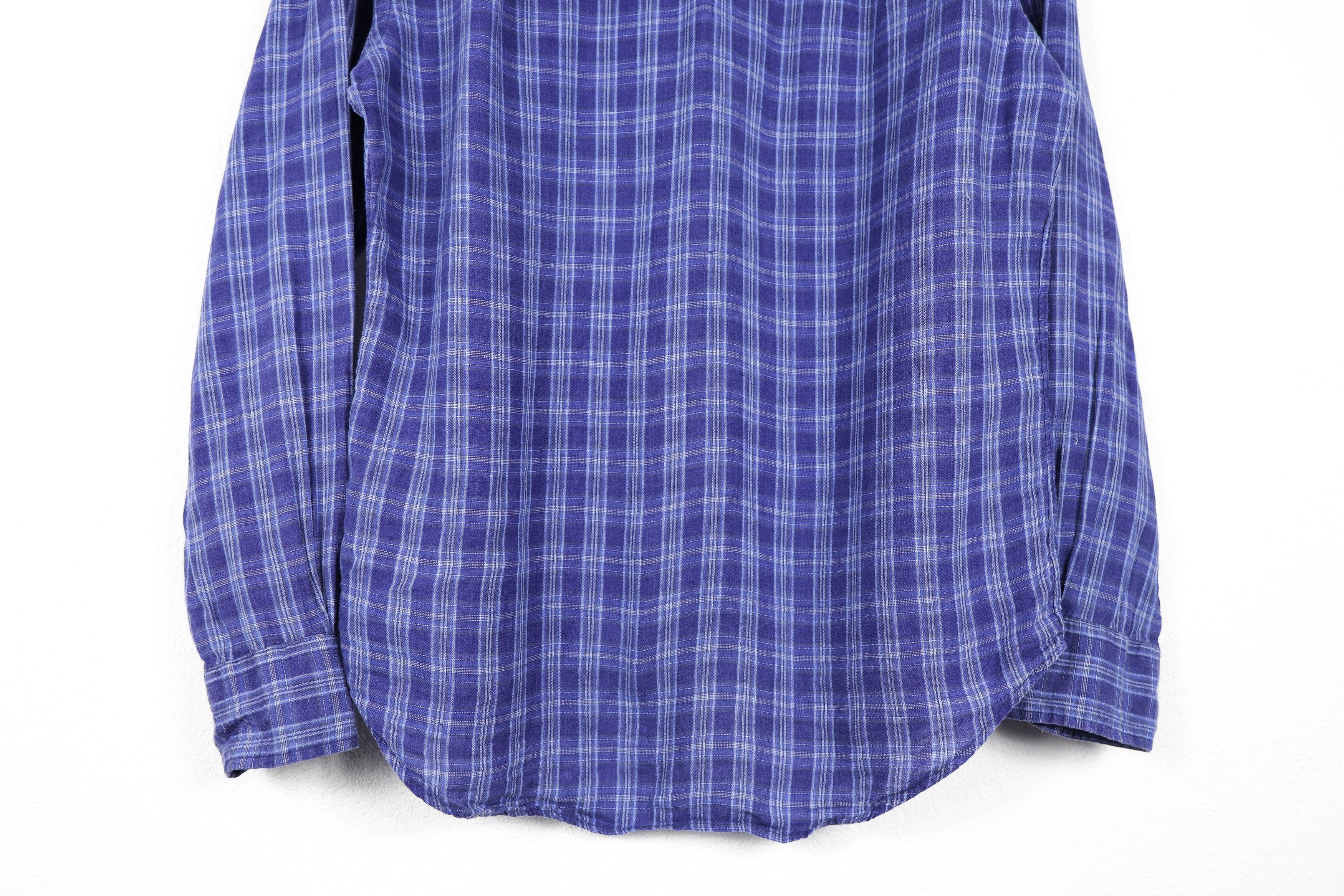 120% Lino Polo Ralph Lauren Pony Logo Blue Check Linen Shirt Preppy Size US M / EU 48-50 / 2 - 11 Thumbnail