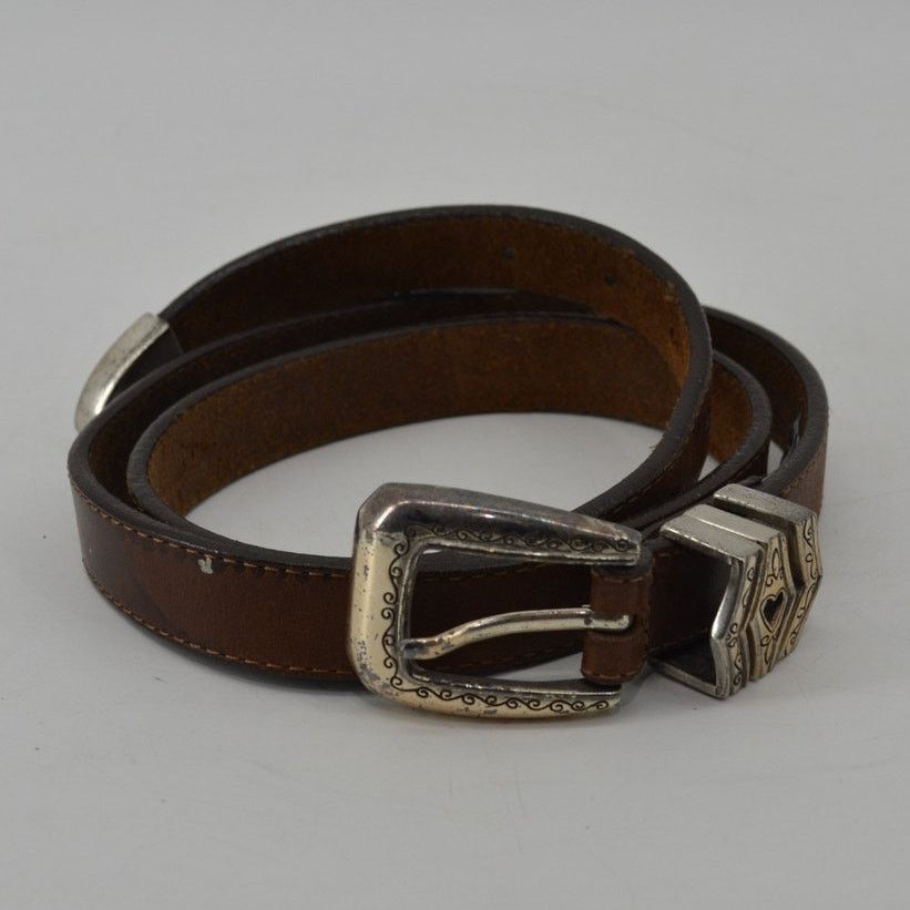 Brighton Brighton Womens Sz Large Brown Leather Belt Heart Western Size ONE SIZE - 2 Thumbnail