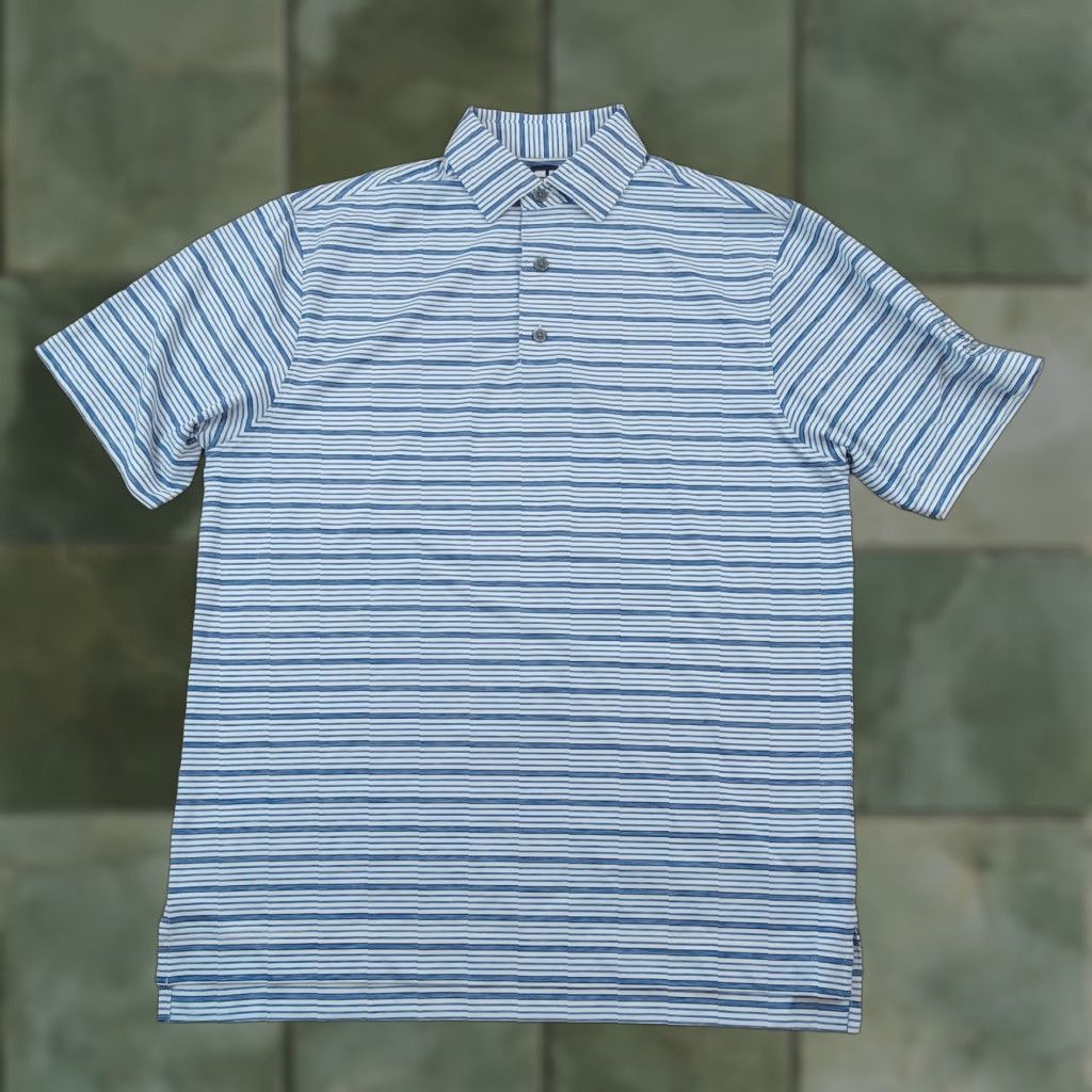 Footjoy FootJoy Men's Medium Blue White Striped Short Sleeve Golf Polo Shirt Size US M / EU 48-50 / 2 - 1 Thumbnail