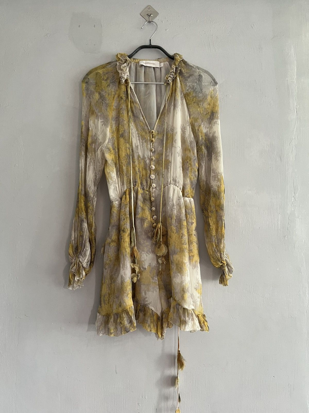 Zimmermann ZIMMERMANN Botanica Wattle-Print Silk-Georgette Playsuit Size M / US 6-8 / IT 42-44 - 1 Thumbnail