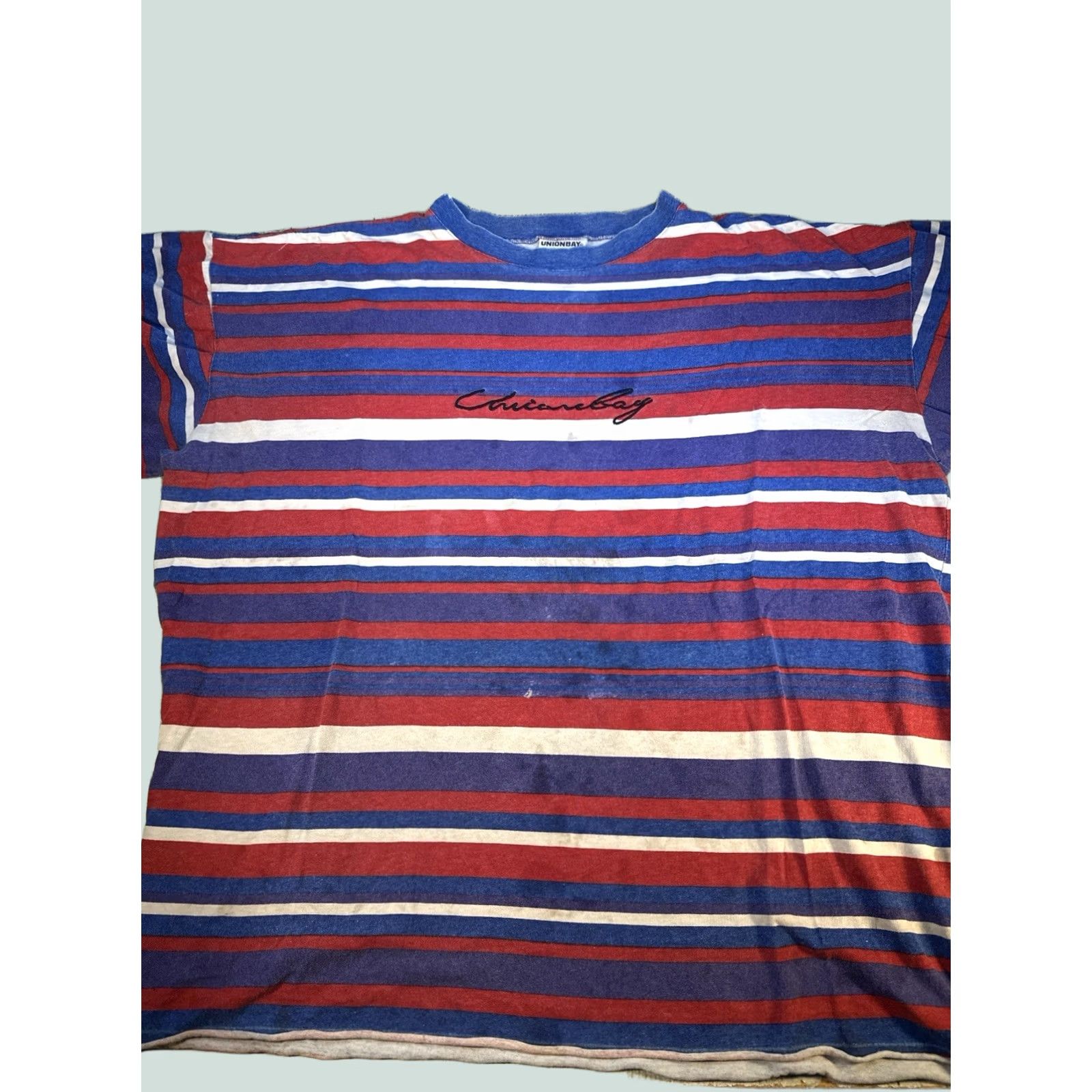 Vintage VINTAGE Unionbay Striped Shirt USA Made Embroidered Logo Tee XL Men’s Red Blue Size US XL / EU 56 / 4 - 1 Thumbnail