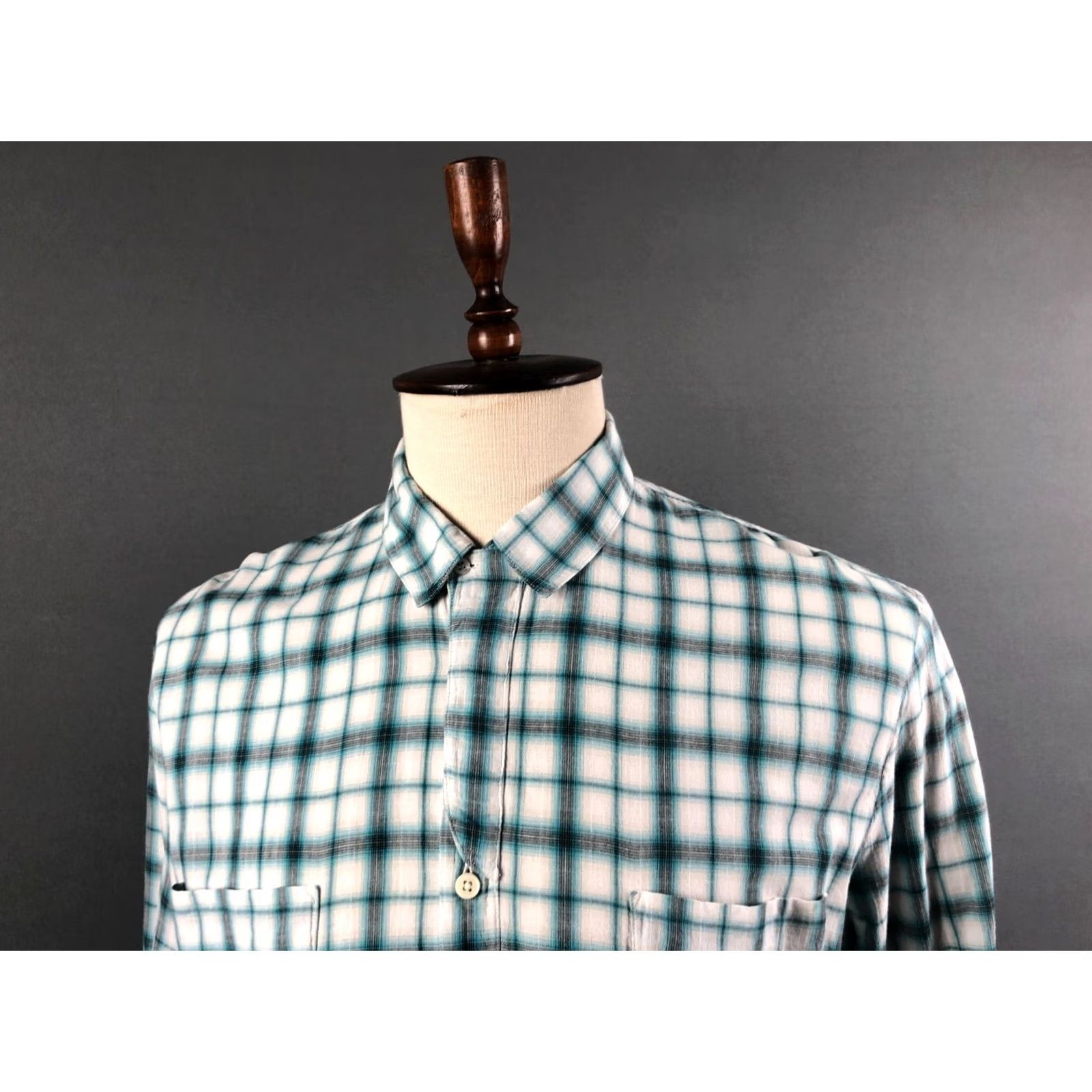 Diesel Diesel Black Gold Men's Shirt XL White Cotton Check Drop Tail Button-Up Casual Size US XL / EU 56 / 4 - 6 Thumbnail