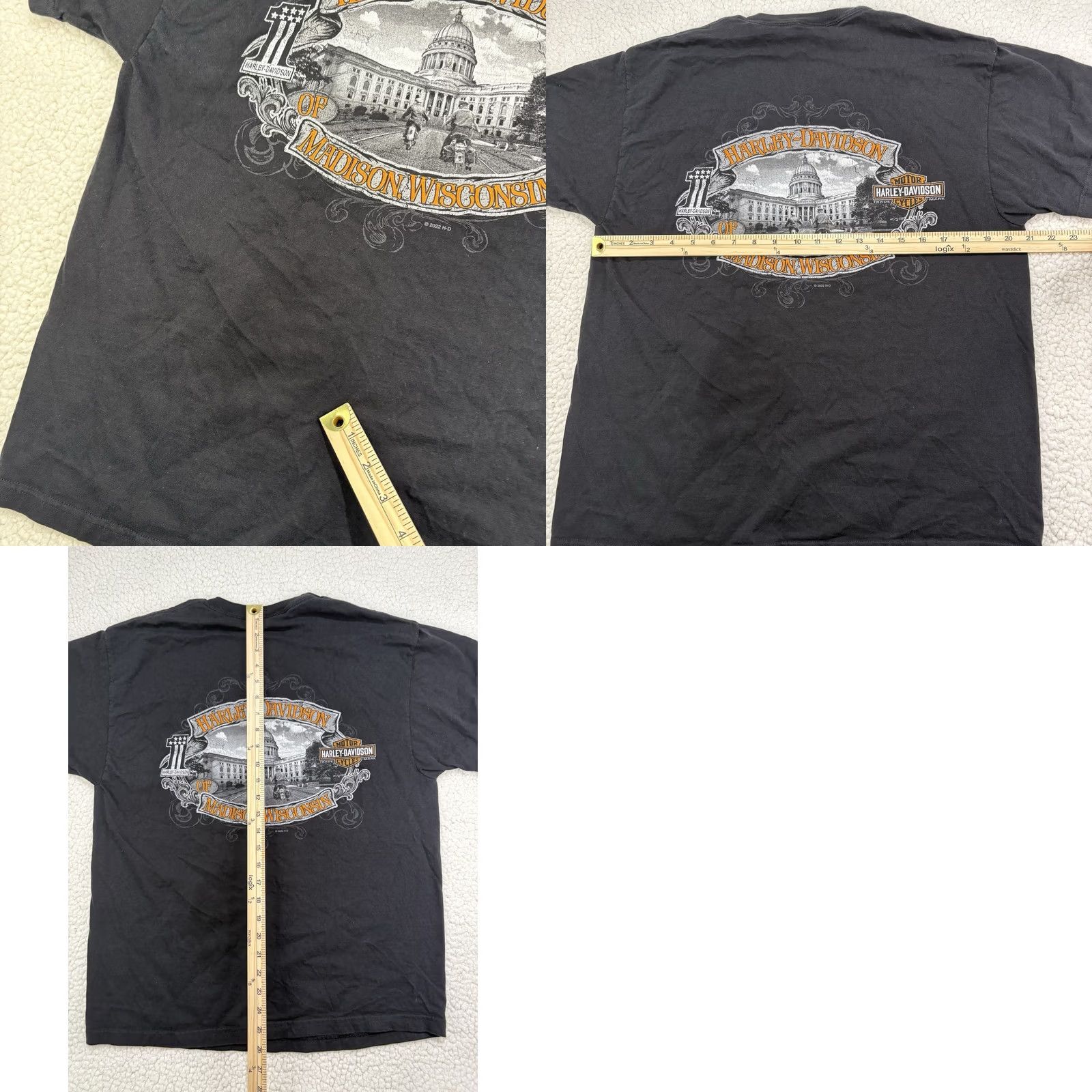 Harley Davidson HARLEY-DAVIDSON T-Shirt Men L Madison WI City Graphic Double-Sided Live Free Black Crew Neck Graphic Print Size US L / EU 52-54 / 3 - 8 Thumbnail
