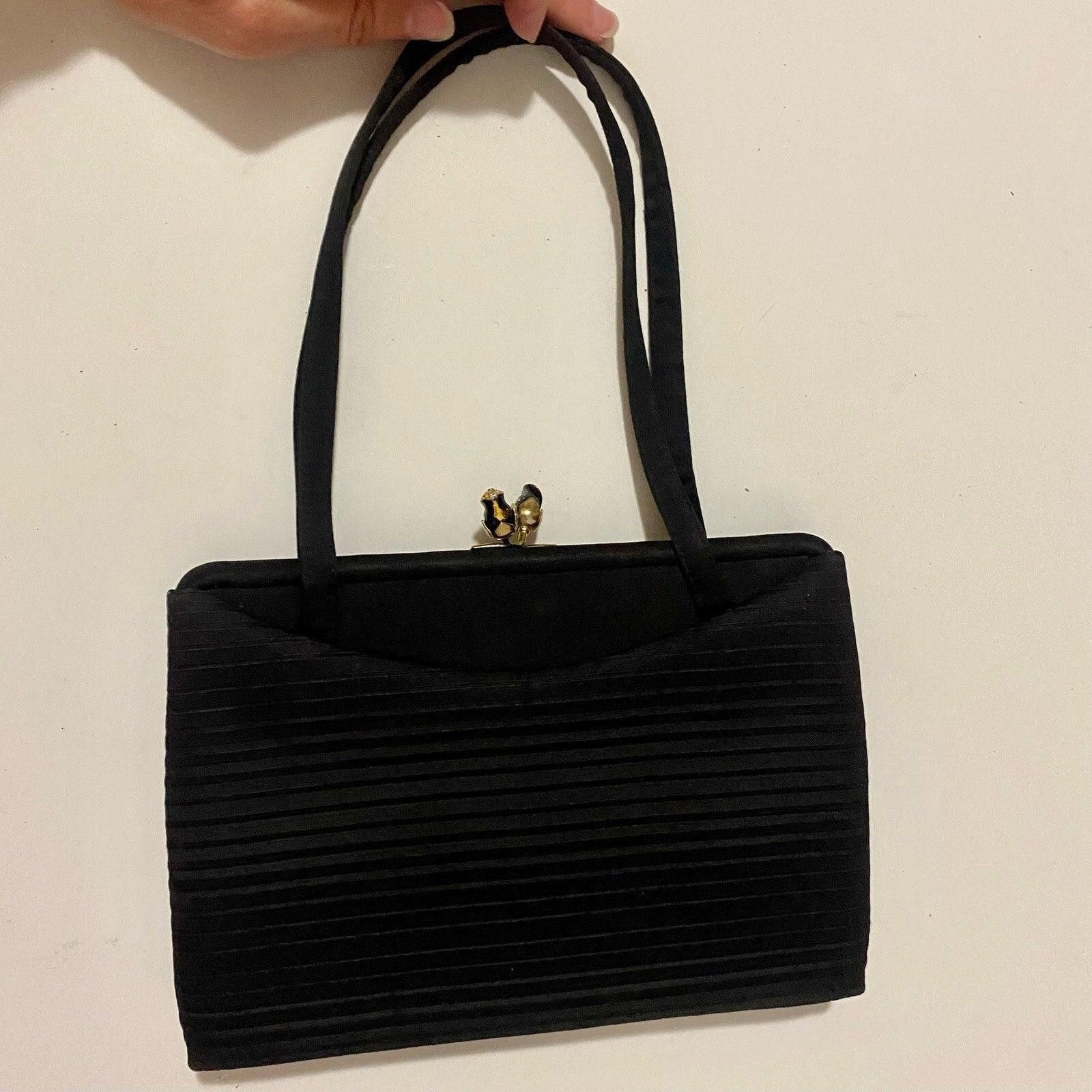 Other Crown Lewis Vintage Black Pleated Purse Evening Bag Size ONE SIZE - 5 Thumbnail