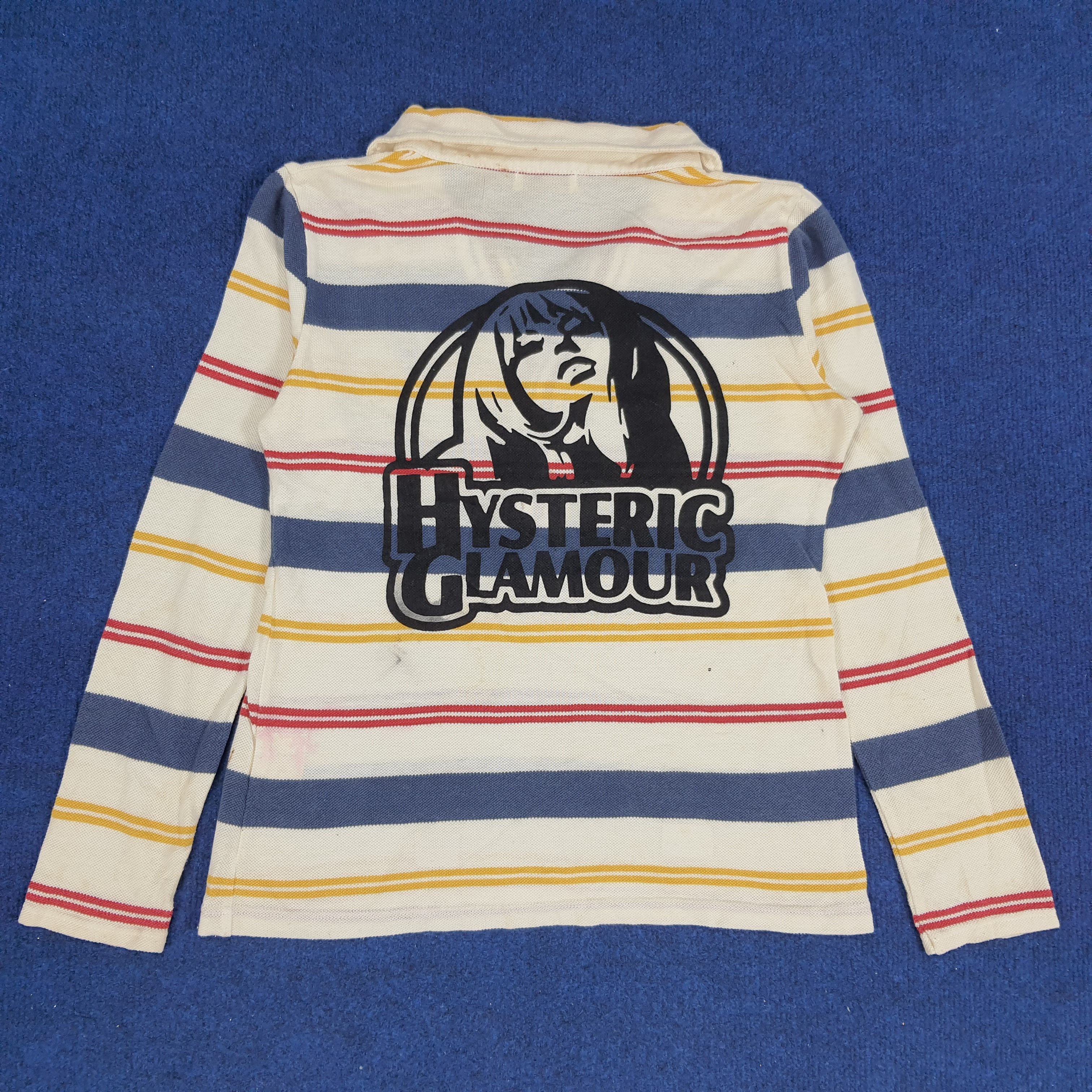 Hysteric Glamour × Japanese Brand × Vintage Vintage Hysteric Glamour Striped Custom Logo Polo Shirt Size XS / US 0-2 / IT 36-38 - 1 Thumbnail