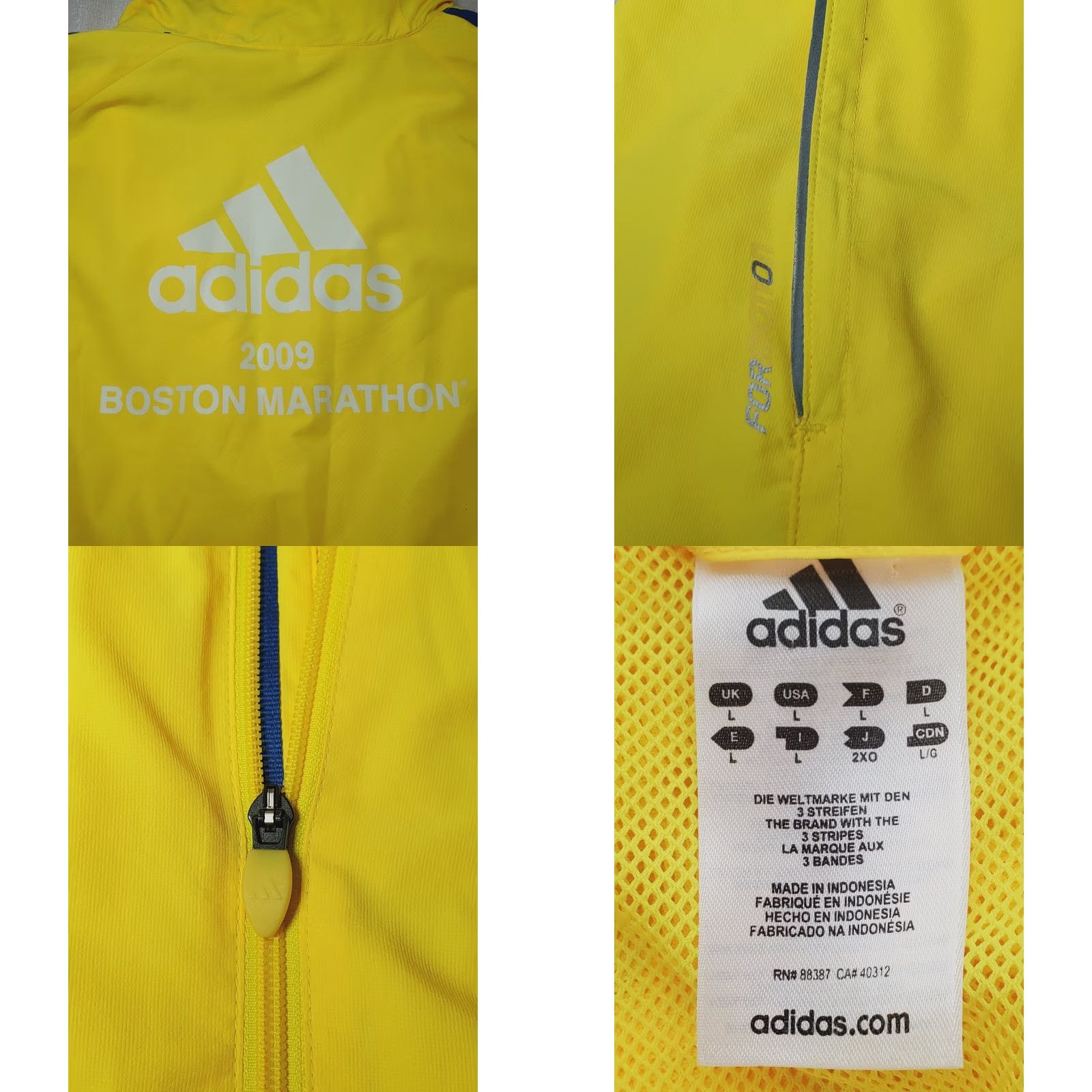 Adidas Adidas 113th Boston Marathon Lightweight Running Jacket Yellow Blue Men's L Size US L / EU 52-54 / 3 - 8 Thumbnail