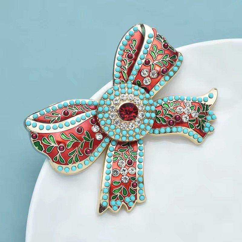 Jewelry Vintage Big Enamel Bowknot Brooches Size ONE SIZE - 1 Thumbnail