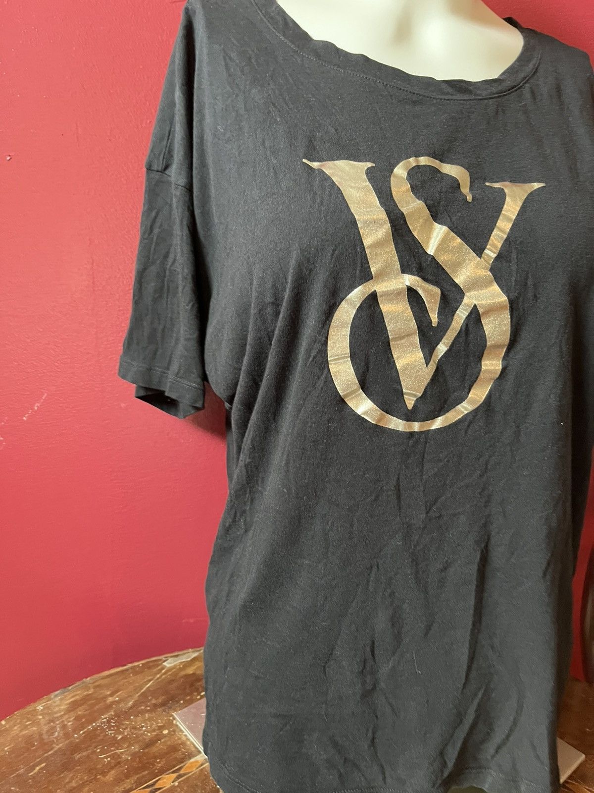 Victoria's Secret Victoria's Secret Large Black VS Logo Short Sleeve T shirt Size L / US 10 / IT 46 - 4 Thumbnail