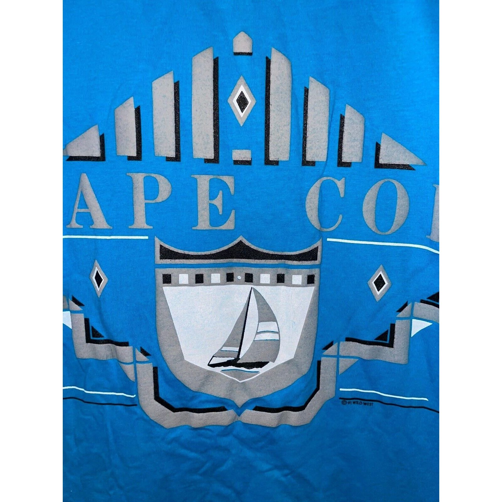 Jerzees Vintage Cape Cod Shirt MA Boat Sailboat Blue Tee VTG 90s L Size US L / EU 52-54 / 3 - 2 Thumbnail
