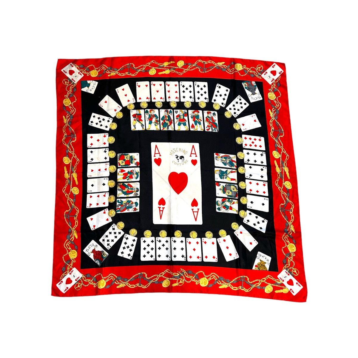 Moschino × Vintage 90s Moschino silk scarf "Ace of Hearts" poker Size ONE SIZE - 1 Thumbnail