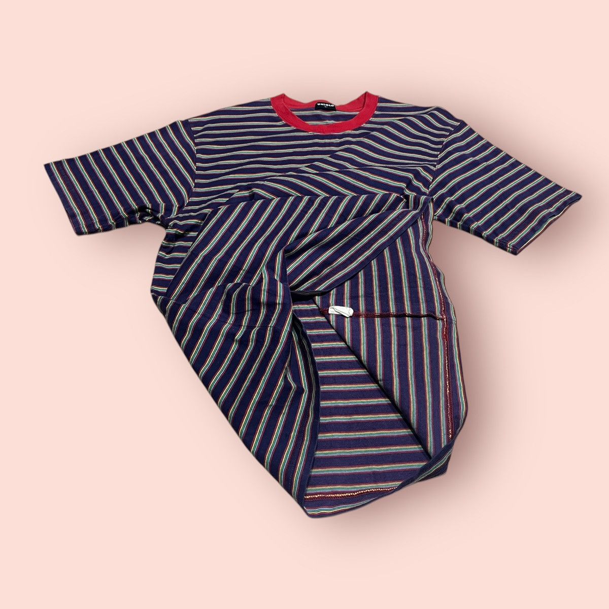 Japanese Brand × Jun Takahashi × Uniqlo VINTAGE 90s/Y2K UNIQLO PURPLE STRIPED TEE Size US L / EU 52-54 / 3 - 10 Thumbnail