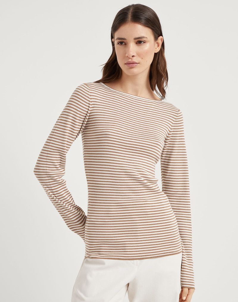 Brunello Cucinelli o1la1rc1a0326 Sparkling Striped Cashmere Sweater Multicolor Size M / US 6-8 / IT 42-44 - 1 Thumbnail