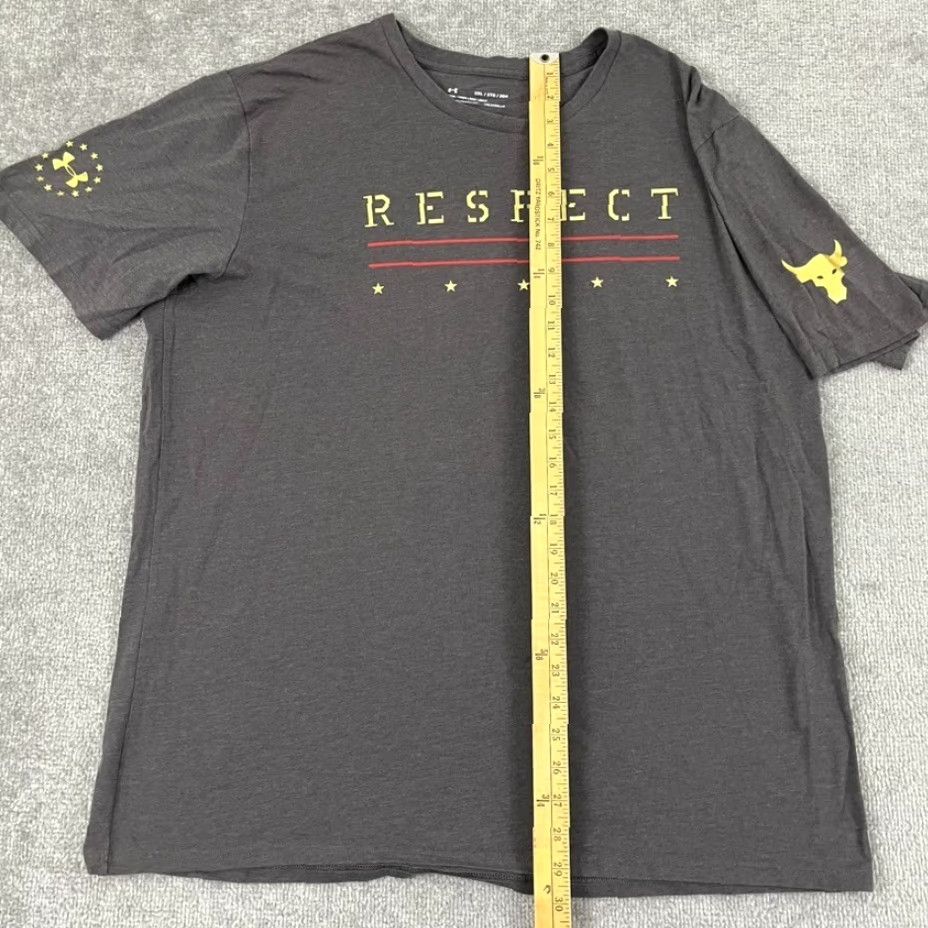 Under Armour UNDER ARMOUR x PROJECT ROCK Shirt Mens 2XL Gray Respect Graphic Tee Workout Gym Size US XXL / EU 58 / 5 - 5 Thumbnail