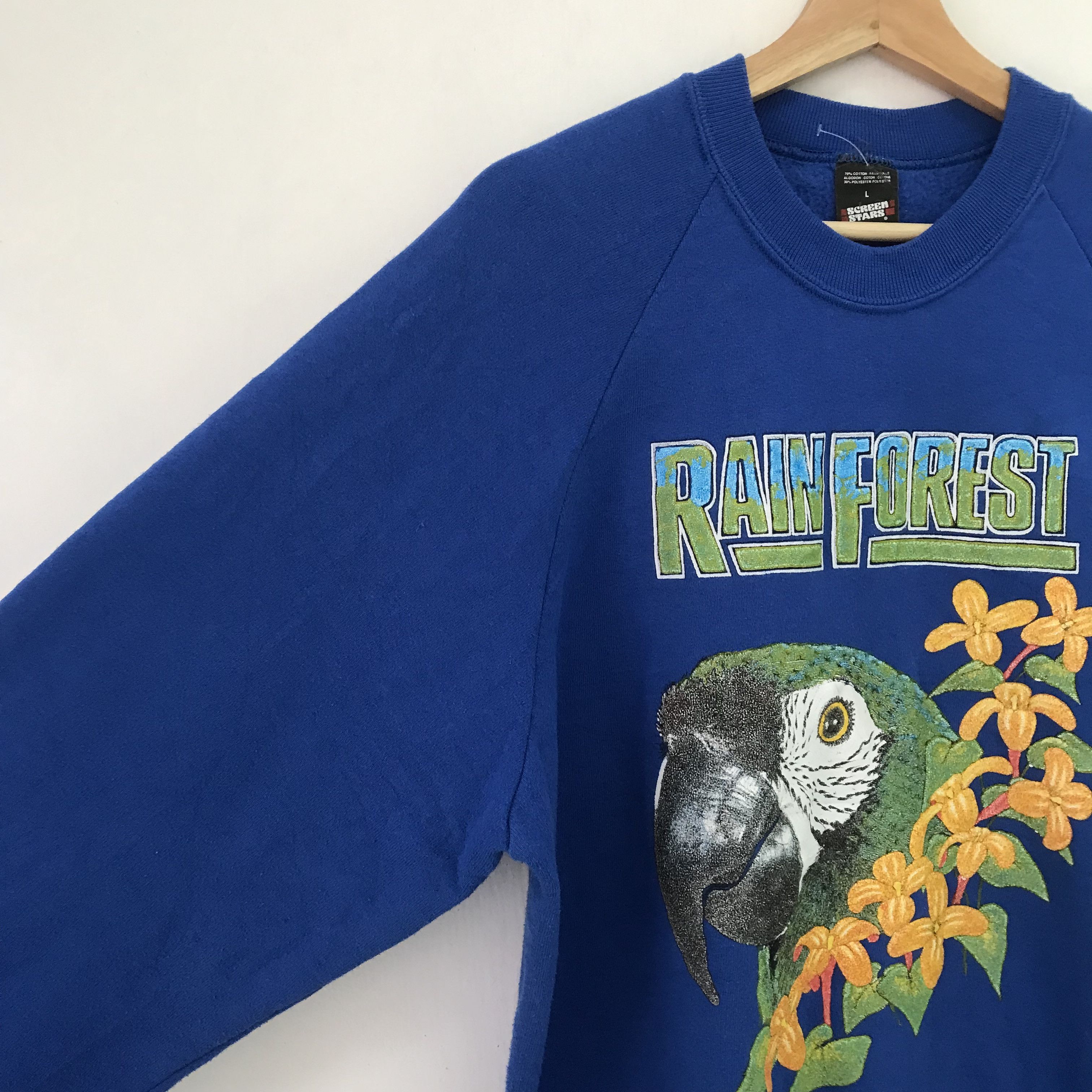 Vintage Vintage 1990s Rainforest Blue Sweatshirt - 510 Size US L / EU 52-54 / 3 - 4 Thumbnail