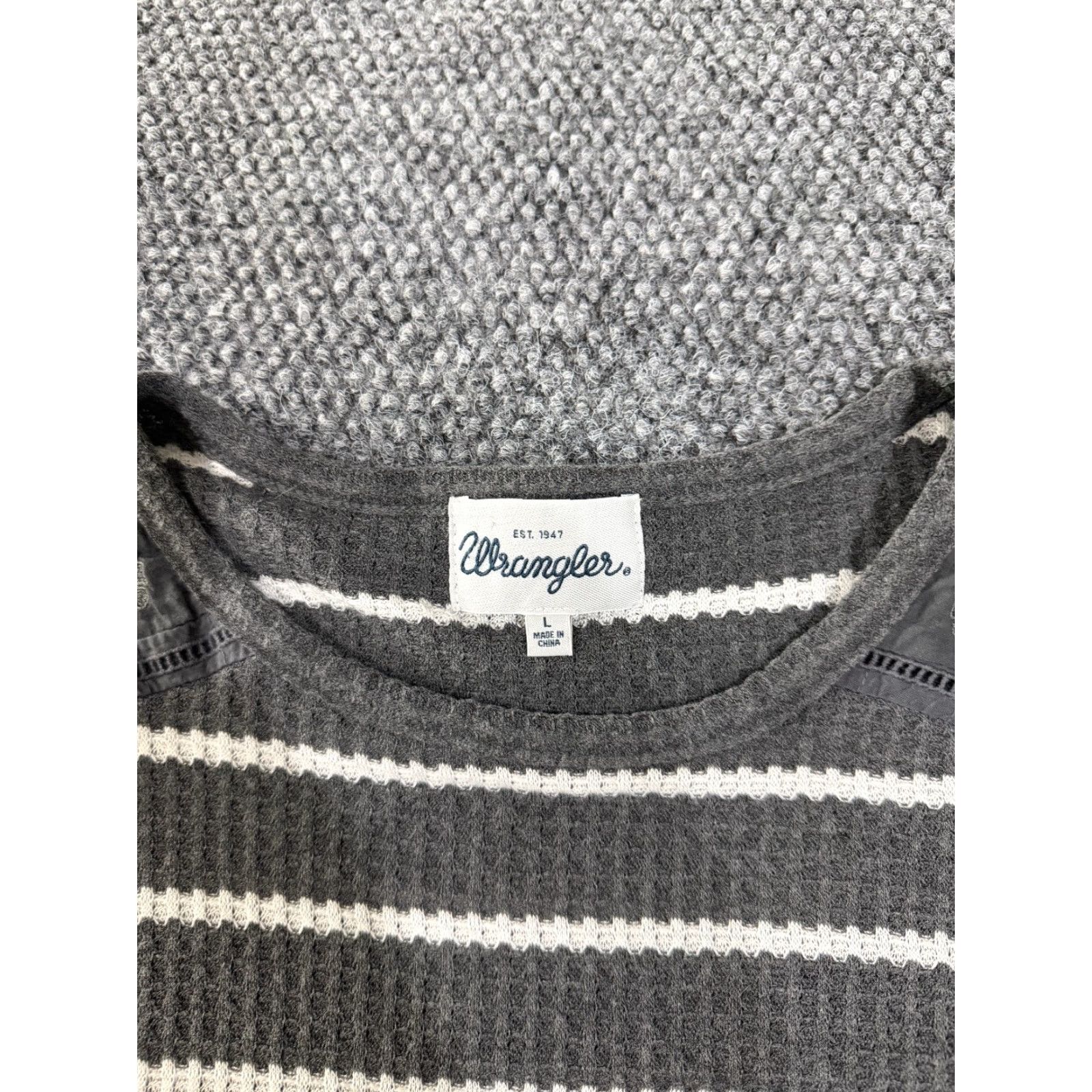 Wrangler Wrangler Sweater Cardigan Womens Large Gray White Striped Ribbed Knit Pullover Long Sleeve Round Neck Casual Winter Fall Regular Size L Size L / US 10 / IT 46 - 5 Thumbnail