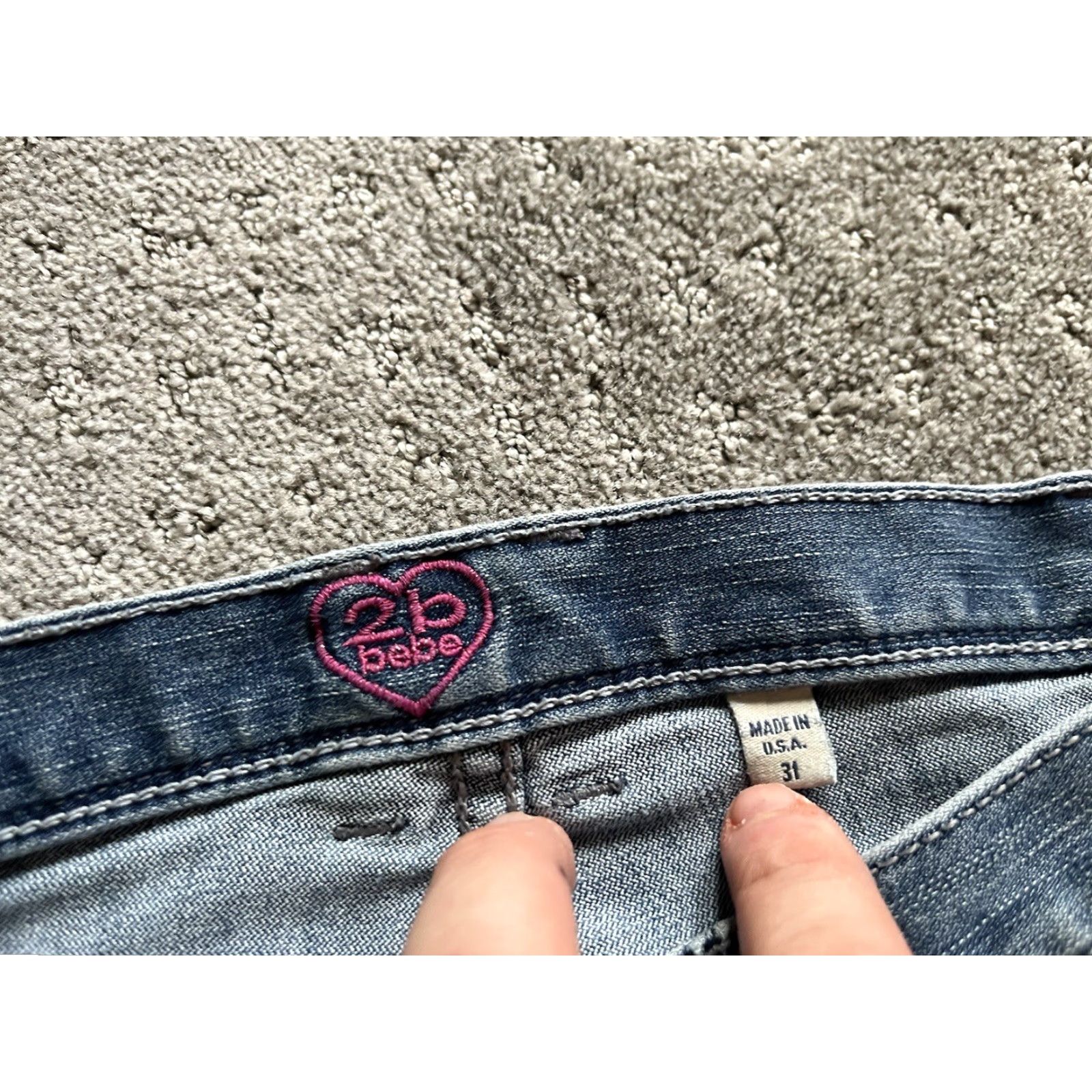 Bebe VINTAGE 2B bebe Jeans Skinny Distressed Denim 31 Adult Regular Blue Size 31 Womens Size 24" / US 00 / IT 34 - 6 Thumbnail