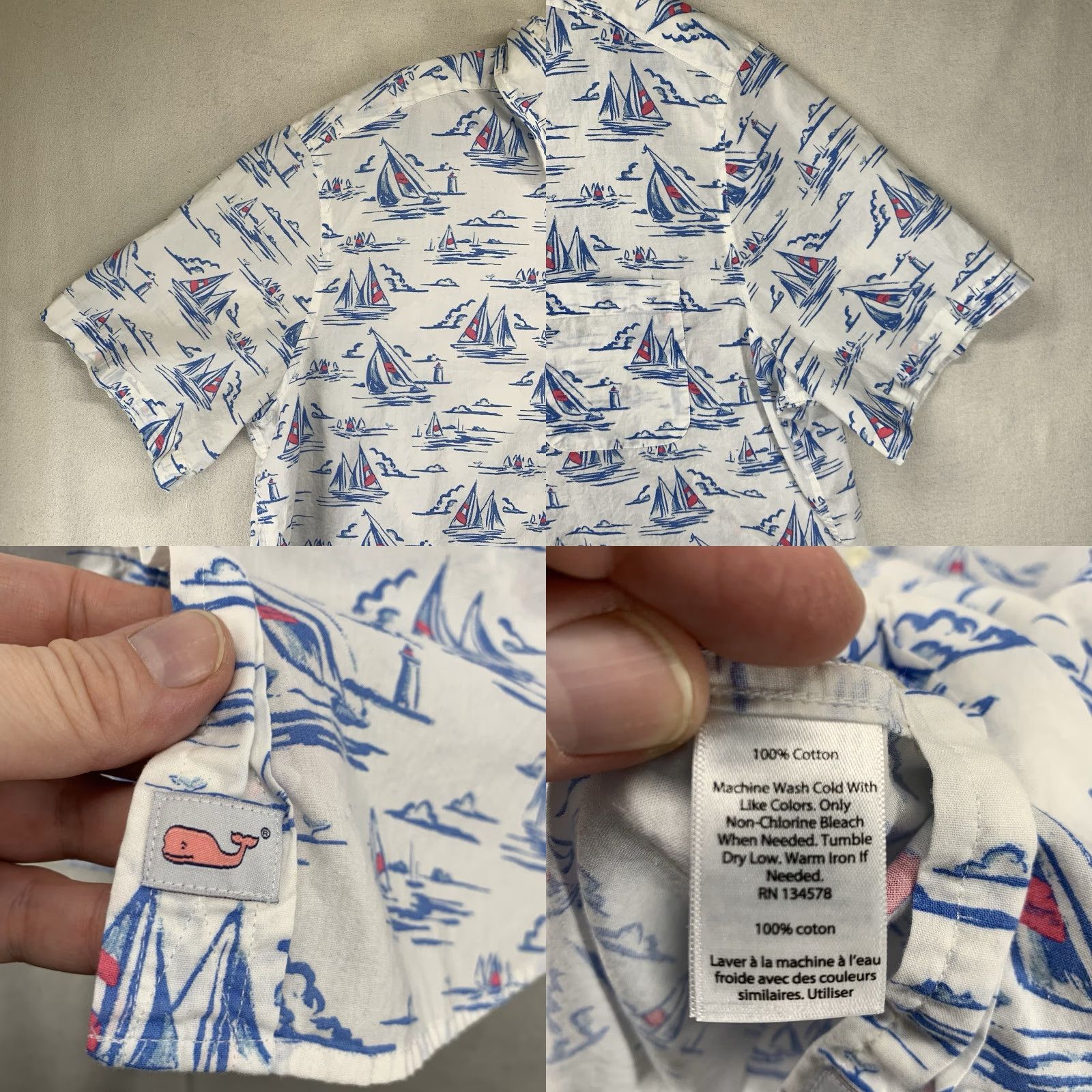 Vineyard Vines VINEYARD VINES Murray Shirt Men Short Sleeve Casual All Seasons Nautical Sailboat Print L White Size US L / EU 52-54 / 3 - 8 Thumbnail