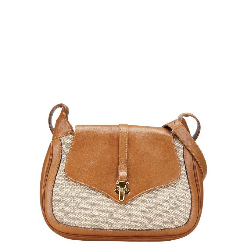 Gucci Gucci Old Gucci Canvas Leather Shoulder Bag 50 001 3390 Canvas Shoulder Bag 50 001 3390 in Beige, Women's