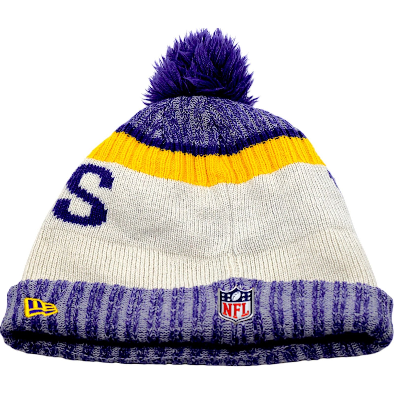 NFL × New Era Minnesota Vikings New Era NFL Winter Pom Cuffed Beanie Hat Size ONE SIZE - 2 Thumbnail